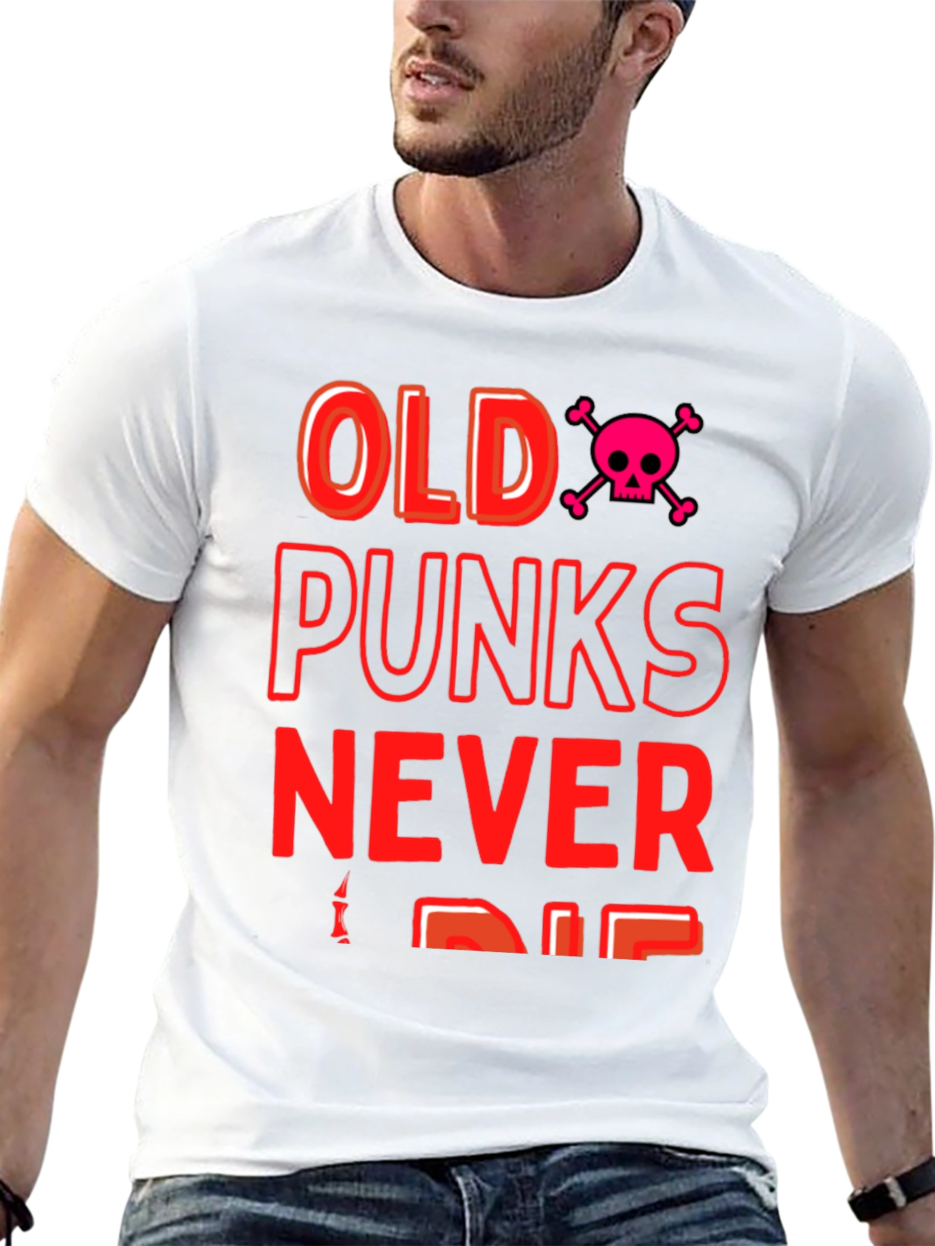 Black Old Punks Never Die Graphic Tee view 13