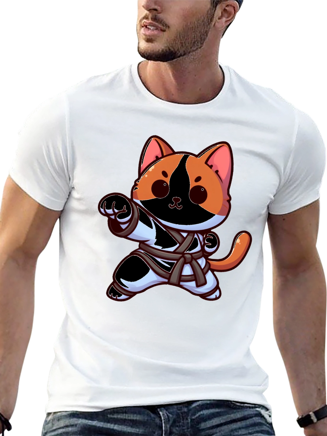 Black Karate Cat T-Shirt - Funny Martial Arts Kitten Tee view 13