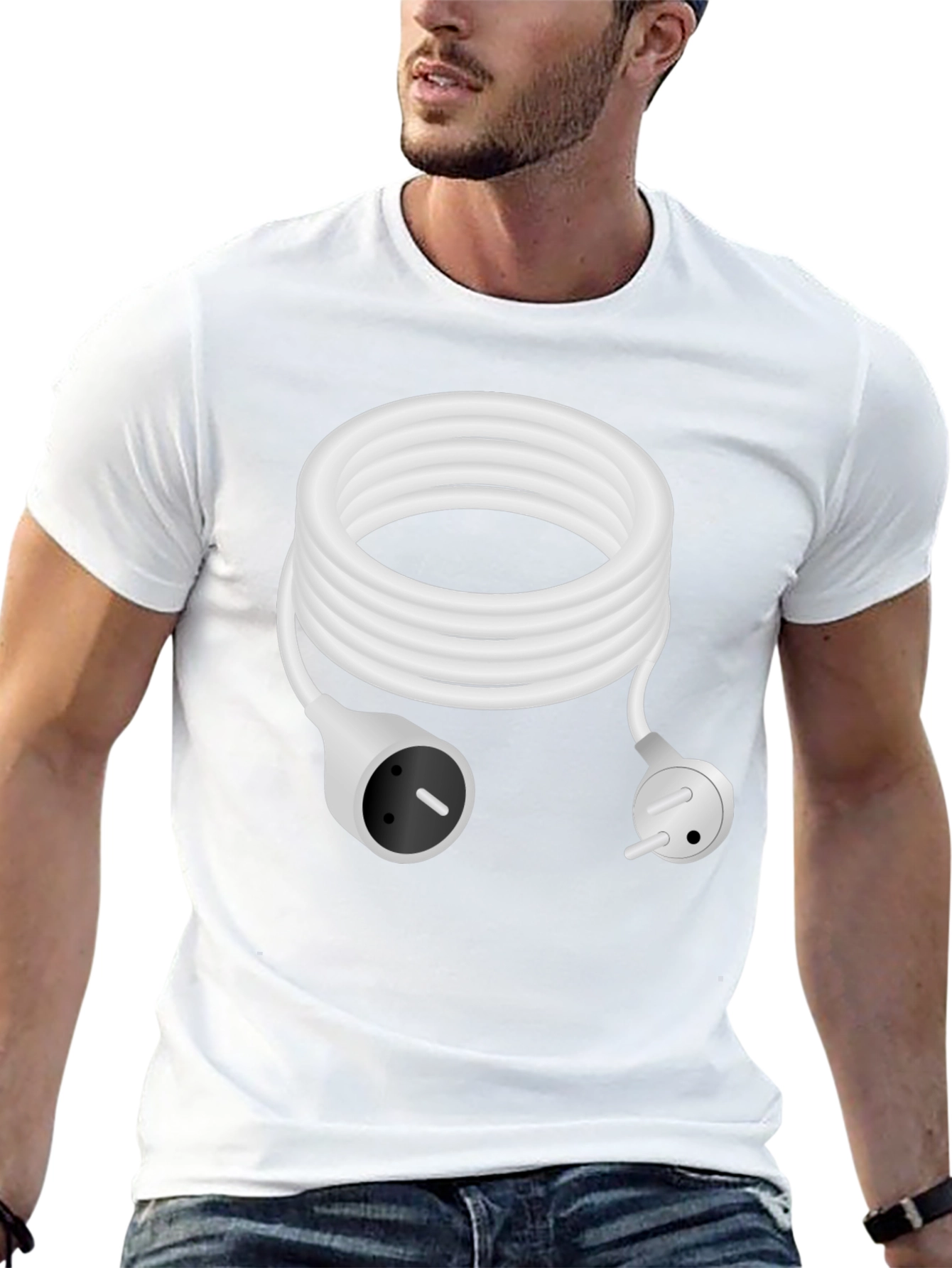Black Plugged In Tee - White Cord Power T-Shirt view 13