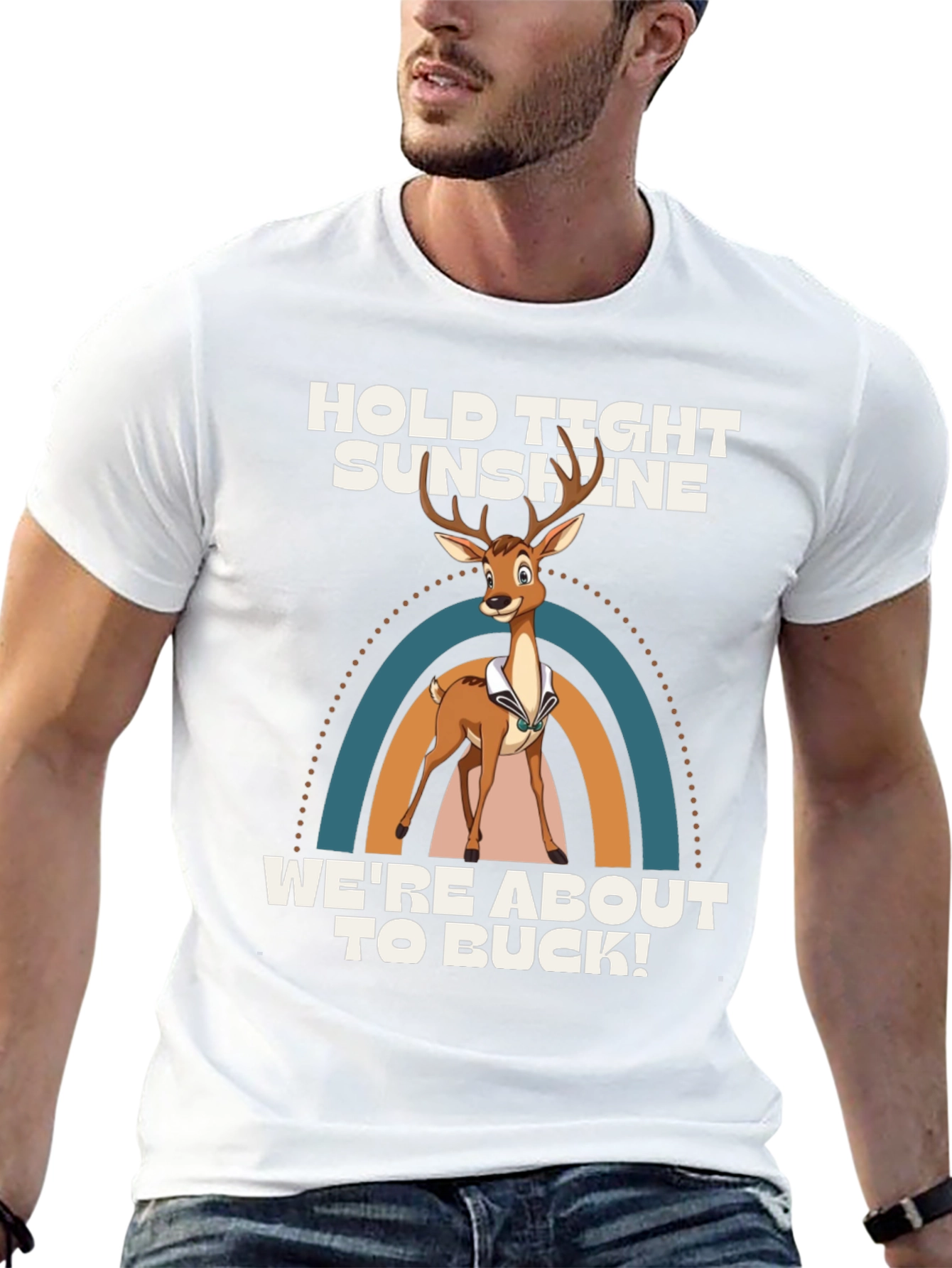 Black Hold Tight Sunshine Deer Graphic T-Shirt view 13