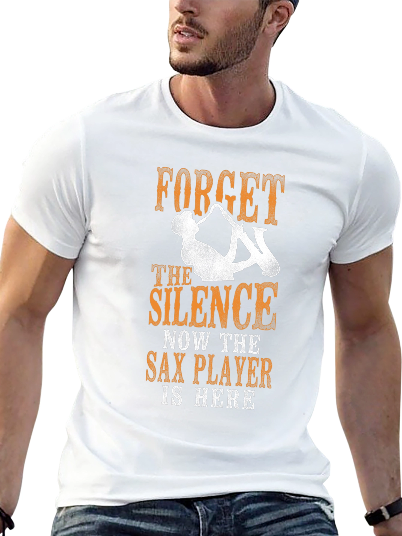 Black Forget The Silence Saxophone T-Shirt view 13
