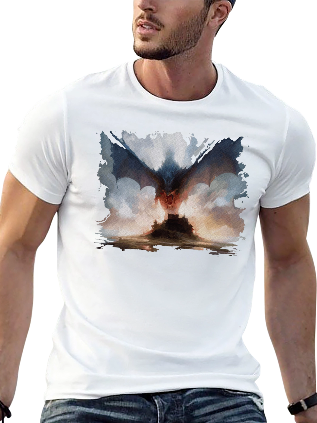 Black Dragon Castle Graphic Tee - Men's Black T-Shirt view 13