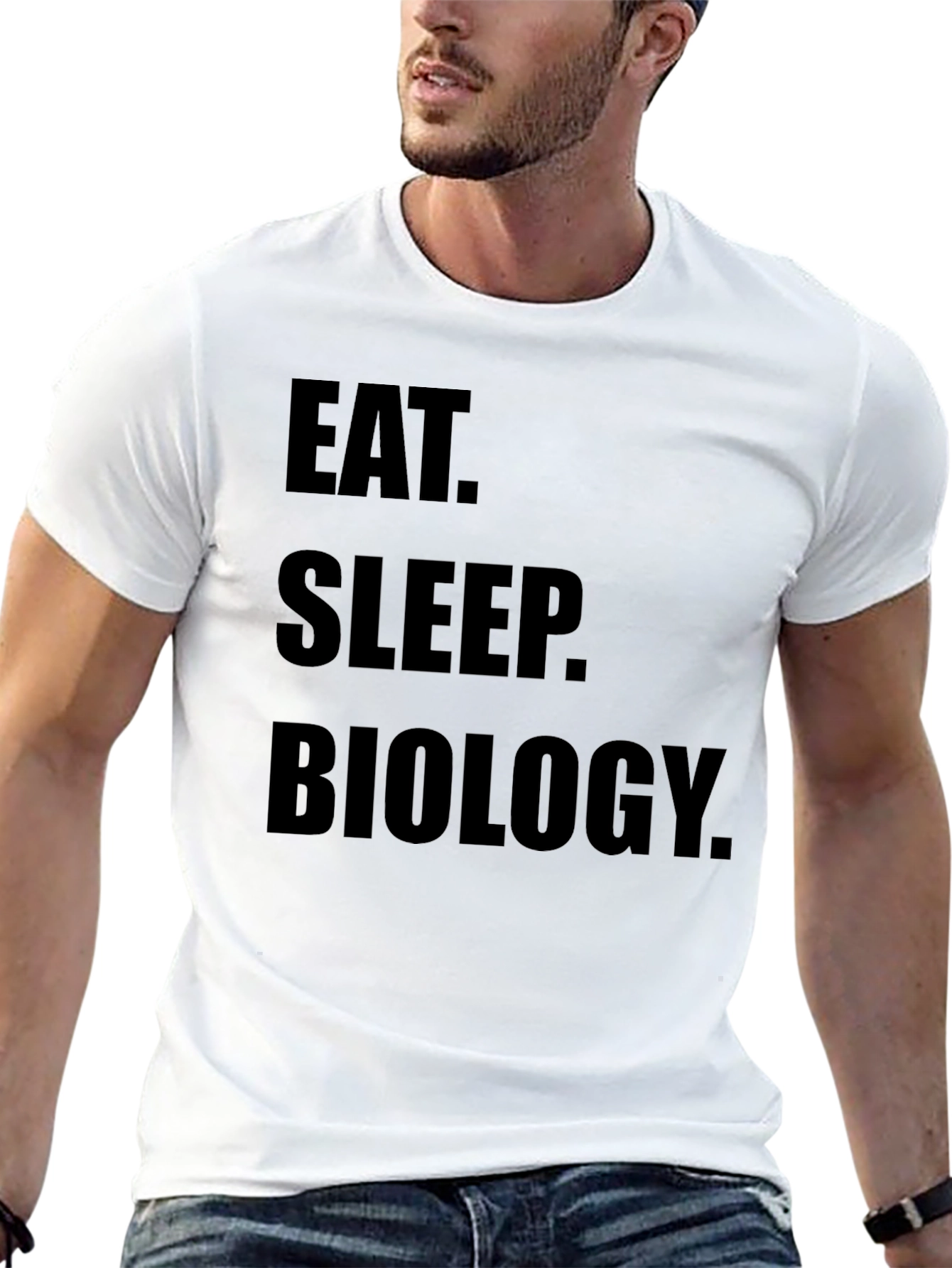 Black Eat Sleep Biology T-Shirt - Black Cotton Tee view 13