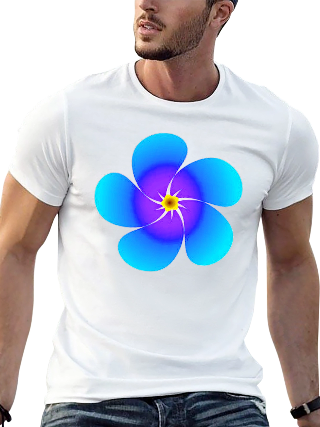 Black Floral Print Black T-Shirt - Modern Style view 13