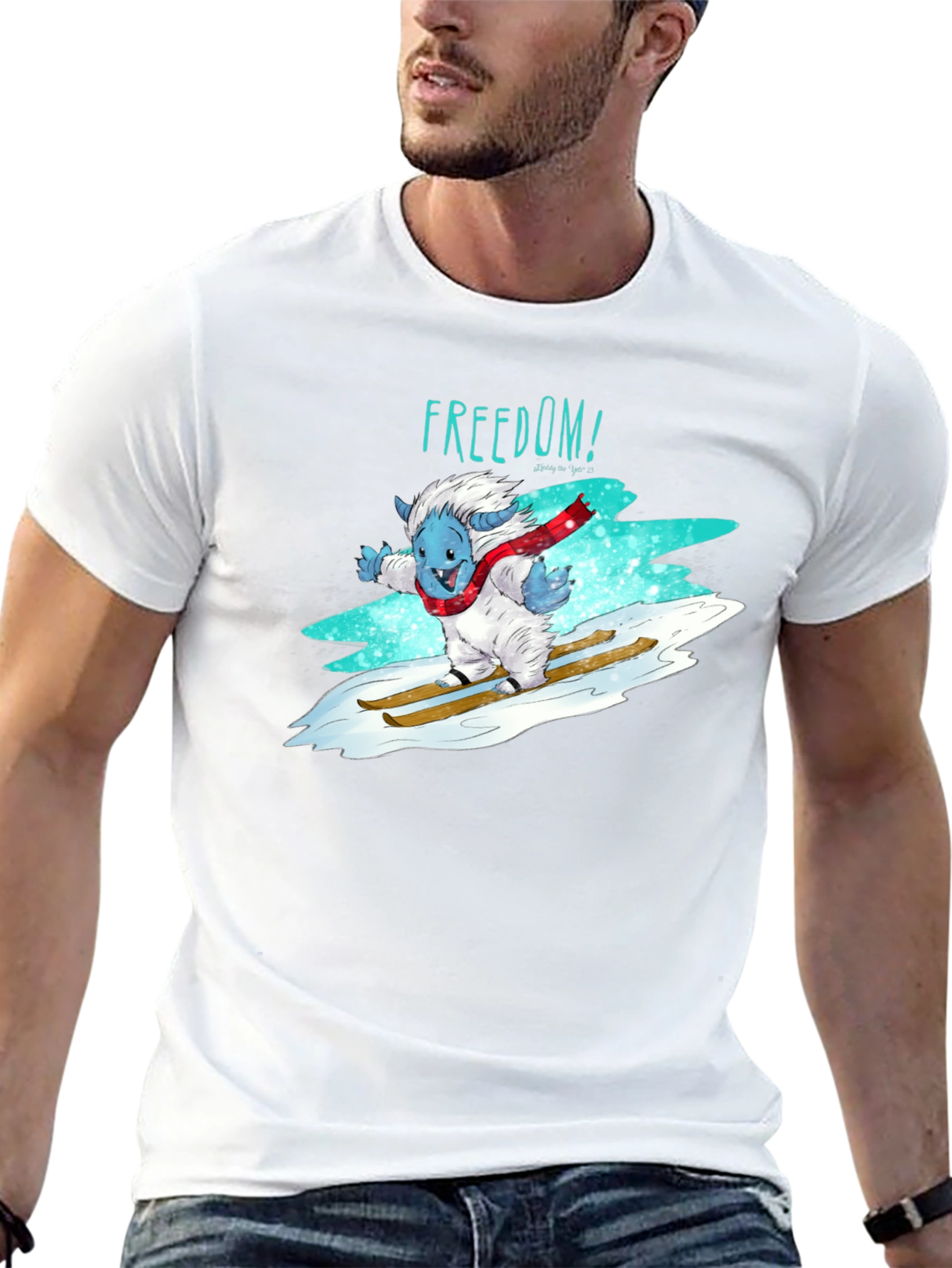 Black Freedom Skiing Yeti Graphic T-Shirt - Black view 13