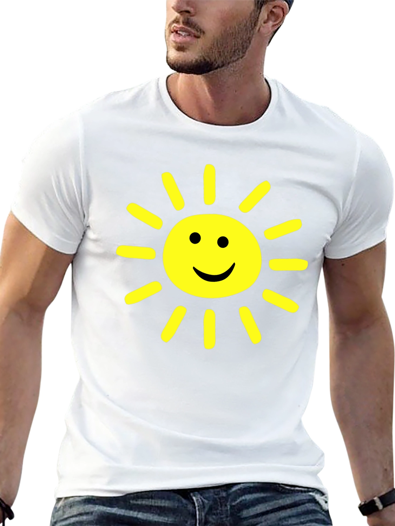 Black Happy Sunshine Graphic Tee - Cheerful Black T-Shirt view 13