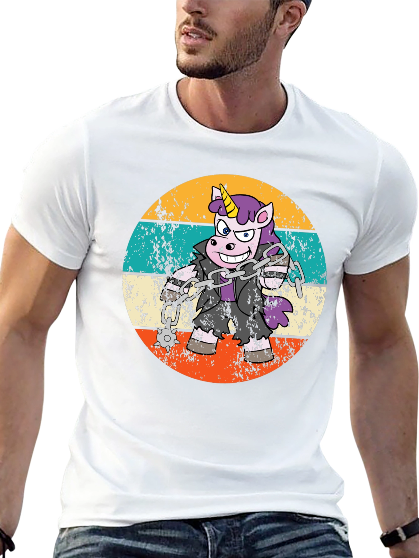 Black Retro Zombie Unicorn T-Shirt view 13