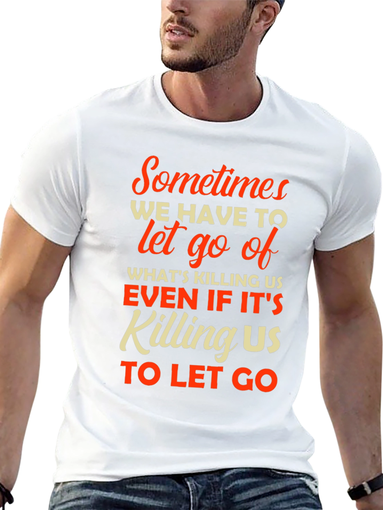 Black Inspirational T-Shirt: Sometimes We Have To Let Go view 13