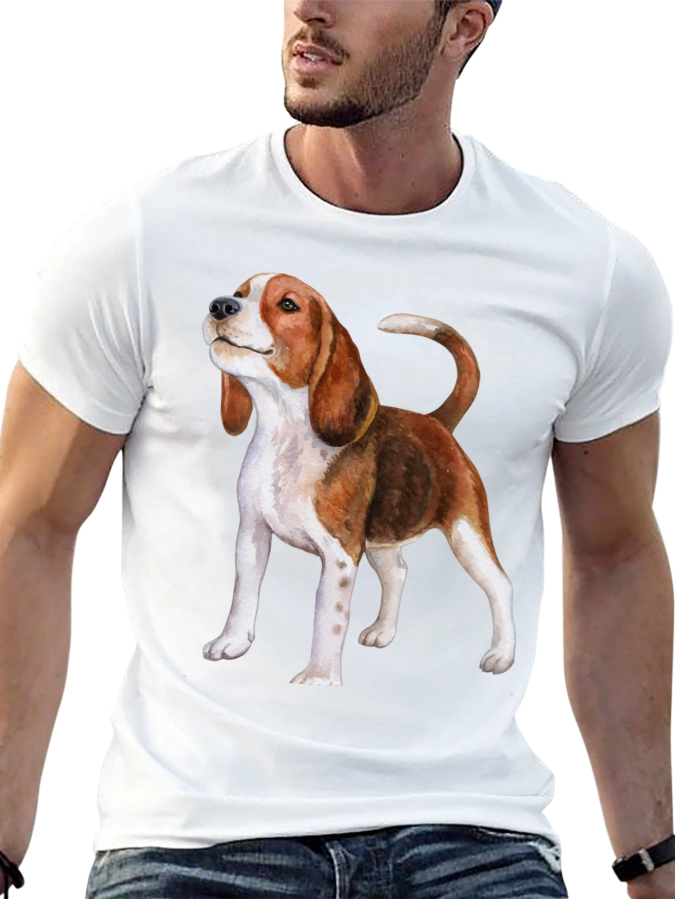 Black Beagle Dog Graphic Print Black T-Shirt view 13