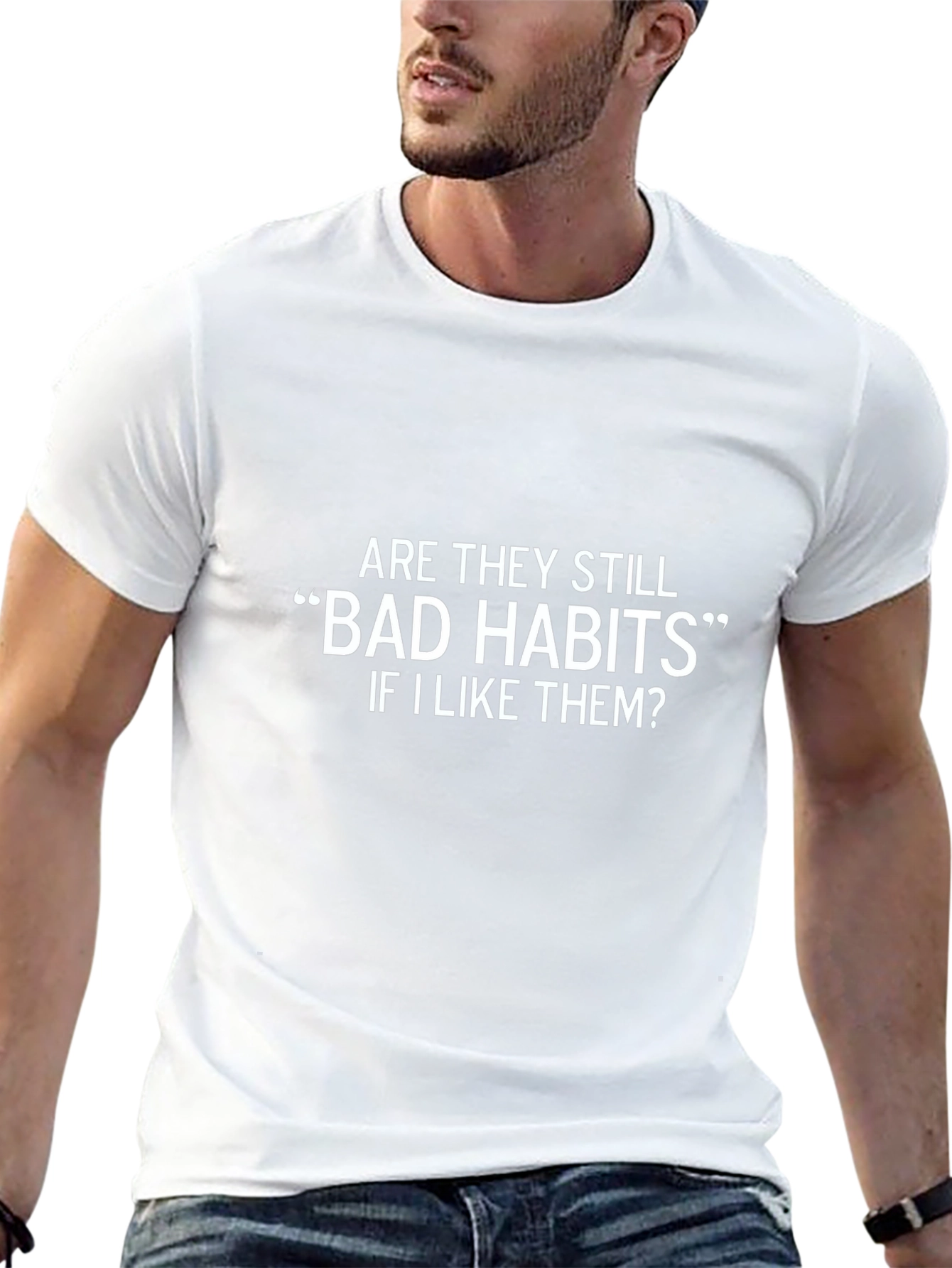 Black Bad Habits Funny Graphic T-Shirt view 13