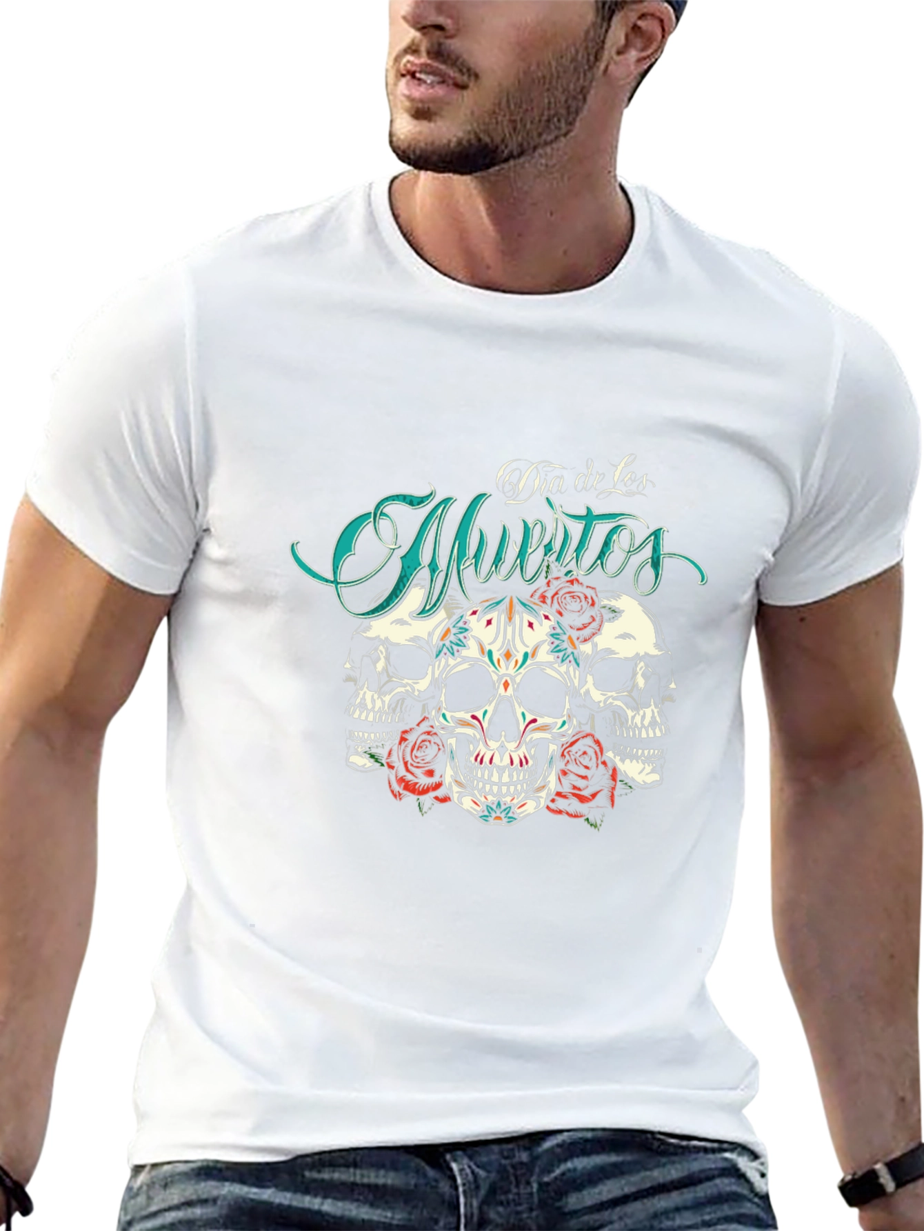 Black Dia de Muertos Skull Rose T-Shirt view 13