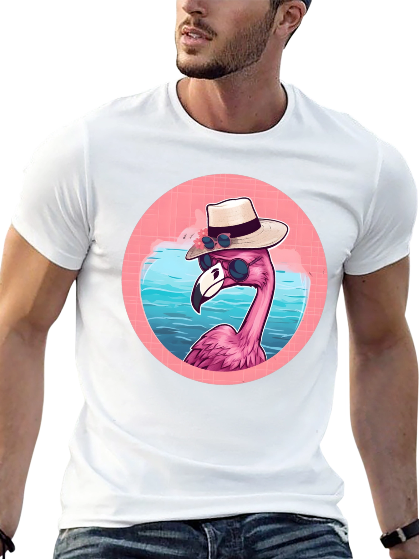 Black Cool Flamingo Graphic Tee view 13
