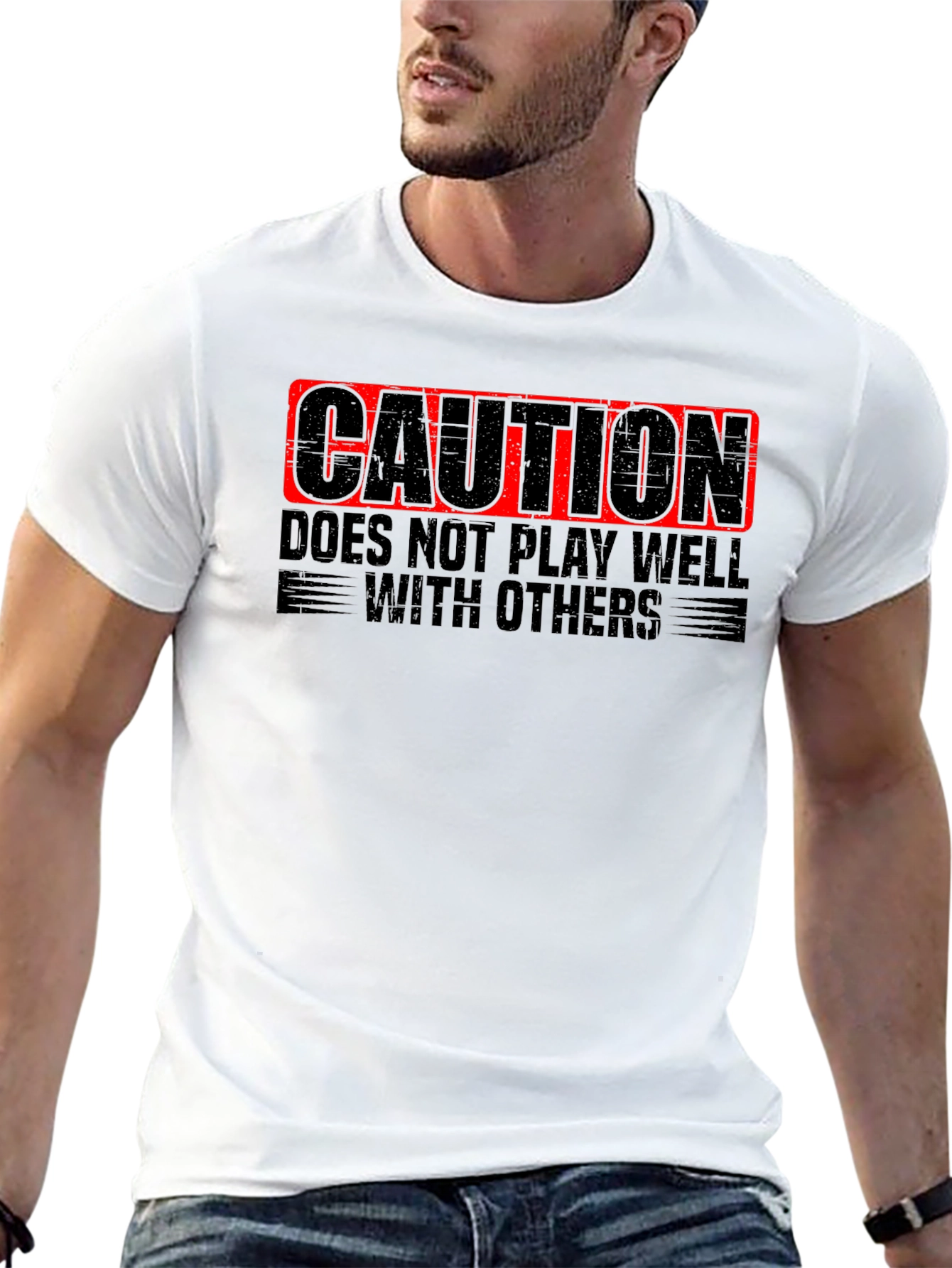 Black Caution: Doesn't Play Well with Others - Novelty T-Shirt view 13