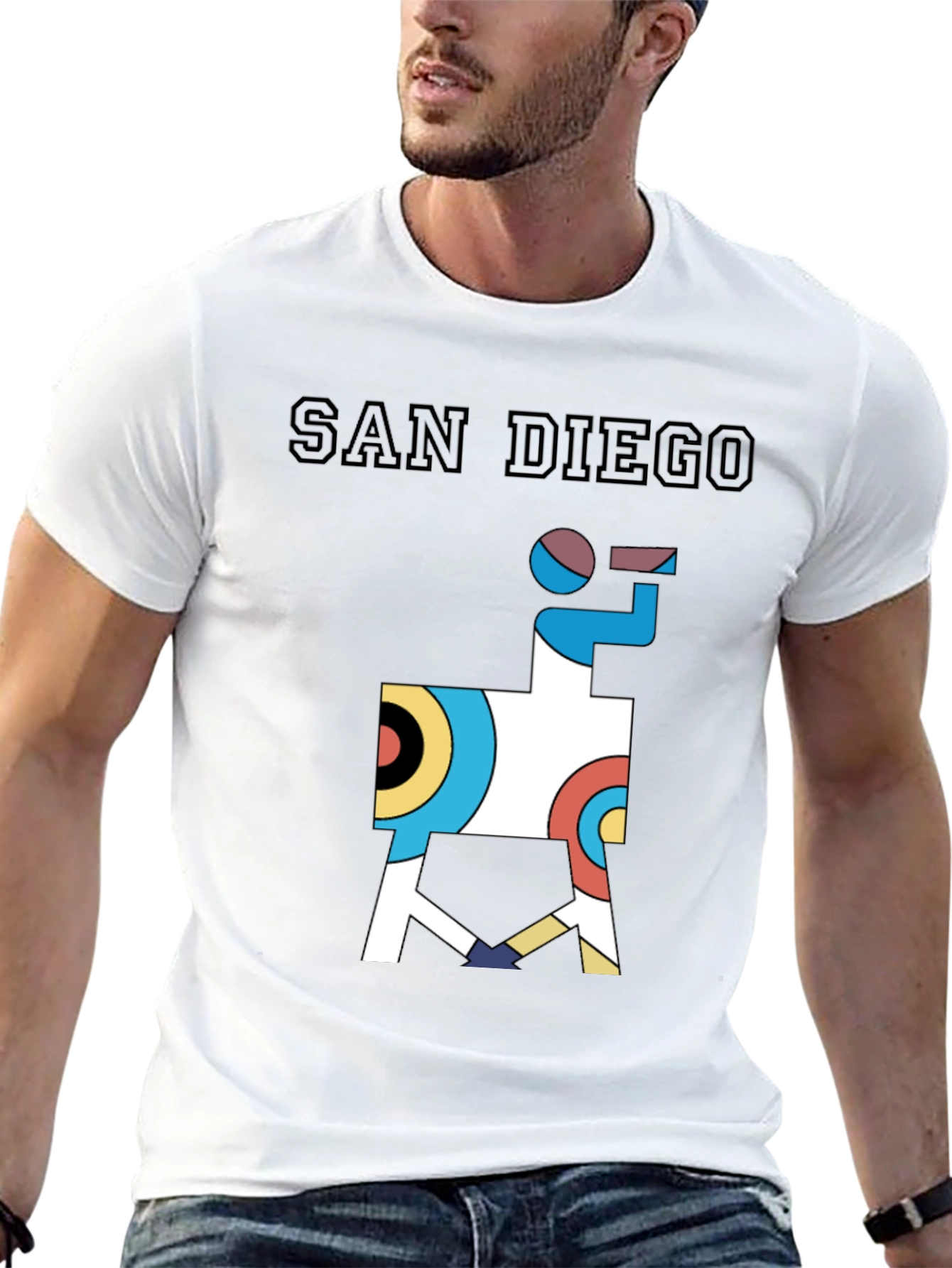 Black San Diego Graphic Tee - Abstract Geometric Llama Shirt view 13