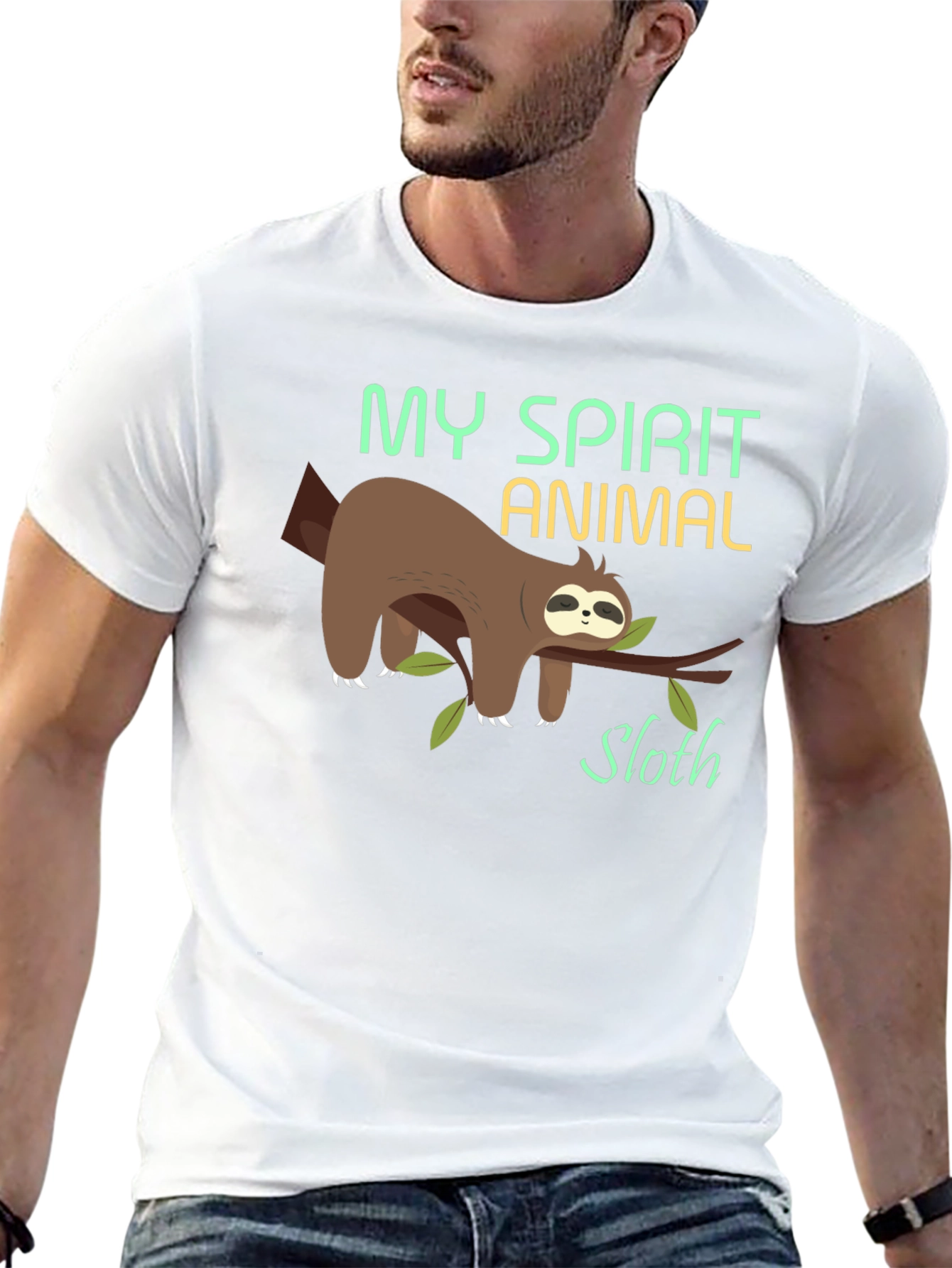 Black My Spirit Animal Sloth T-Shirt - Funny Lazy Tee view 13