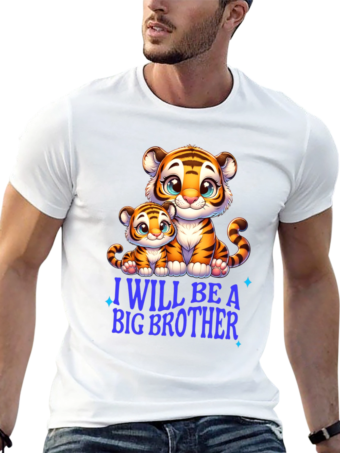 Black I Will Be A Big Brother Tiger Tee view 13