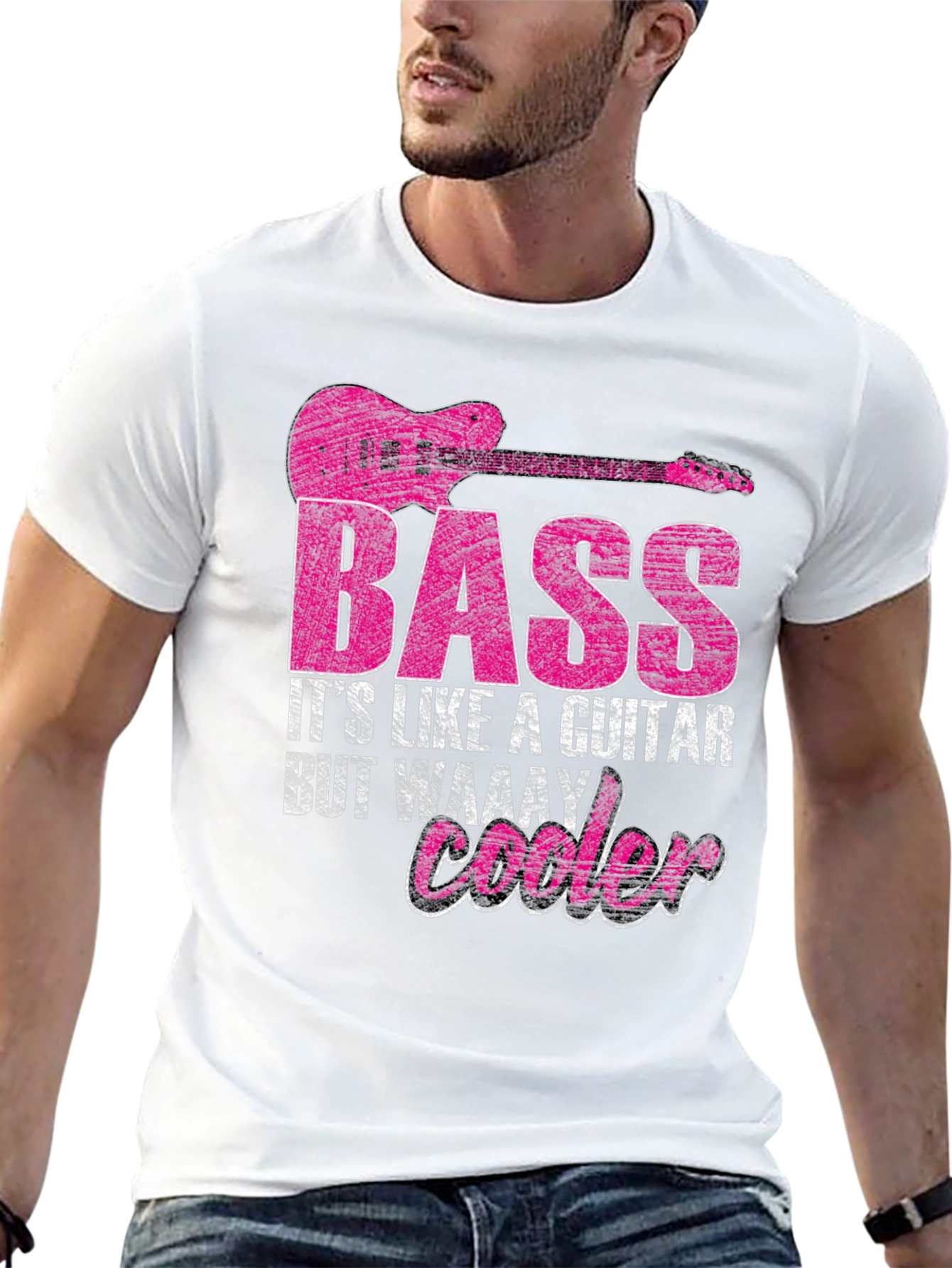 Black Bass Guitar T-Shirt - It's Like a Guitar, But Cooler! view 13