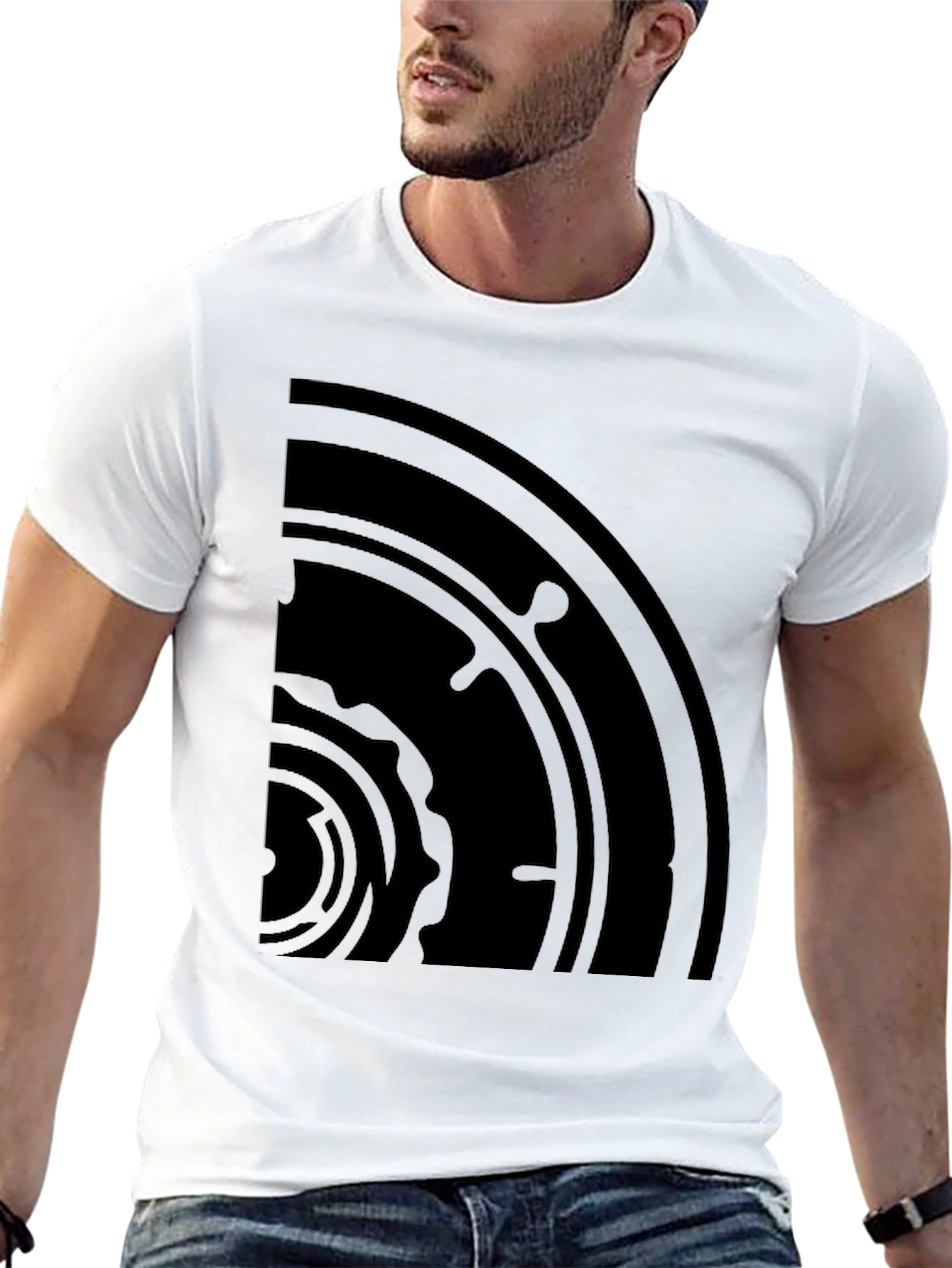 Black Abstract Graphic Black T-Shirt view 13