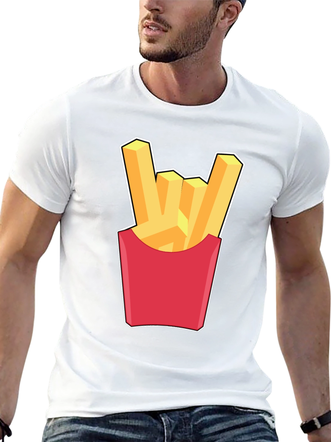 Black French Fries Rock On Graphic T-Shirt - Black view 13