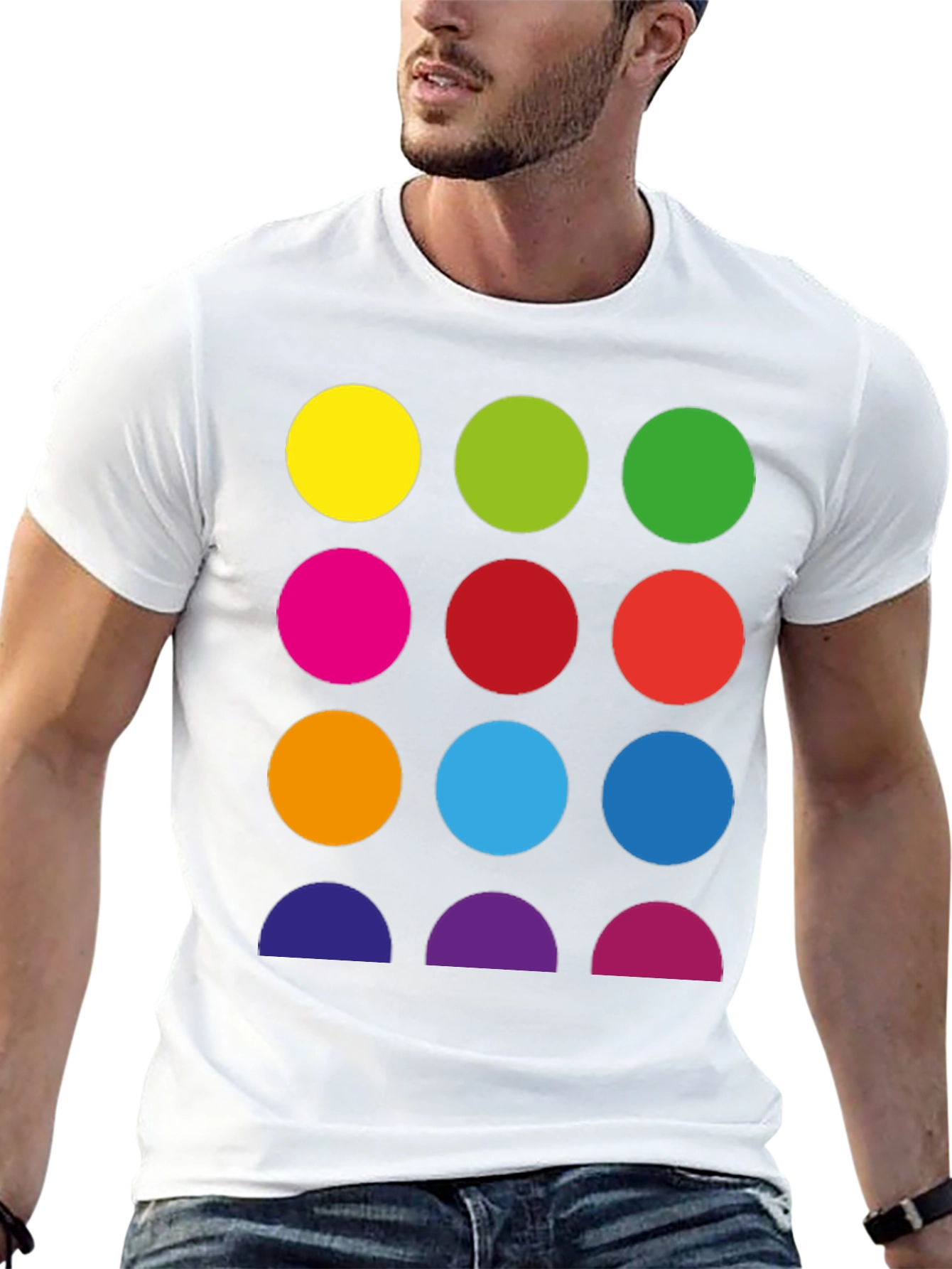 Black Colorful Circles Graphic Black Tee - Modern Art Shirt view 13