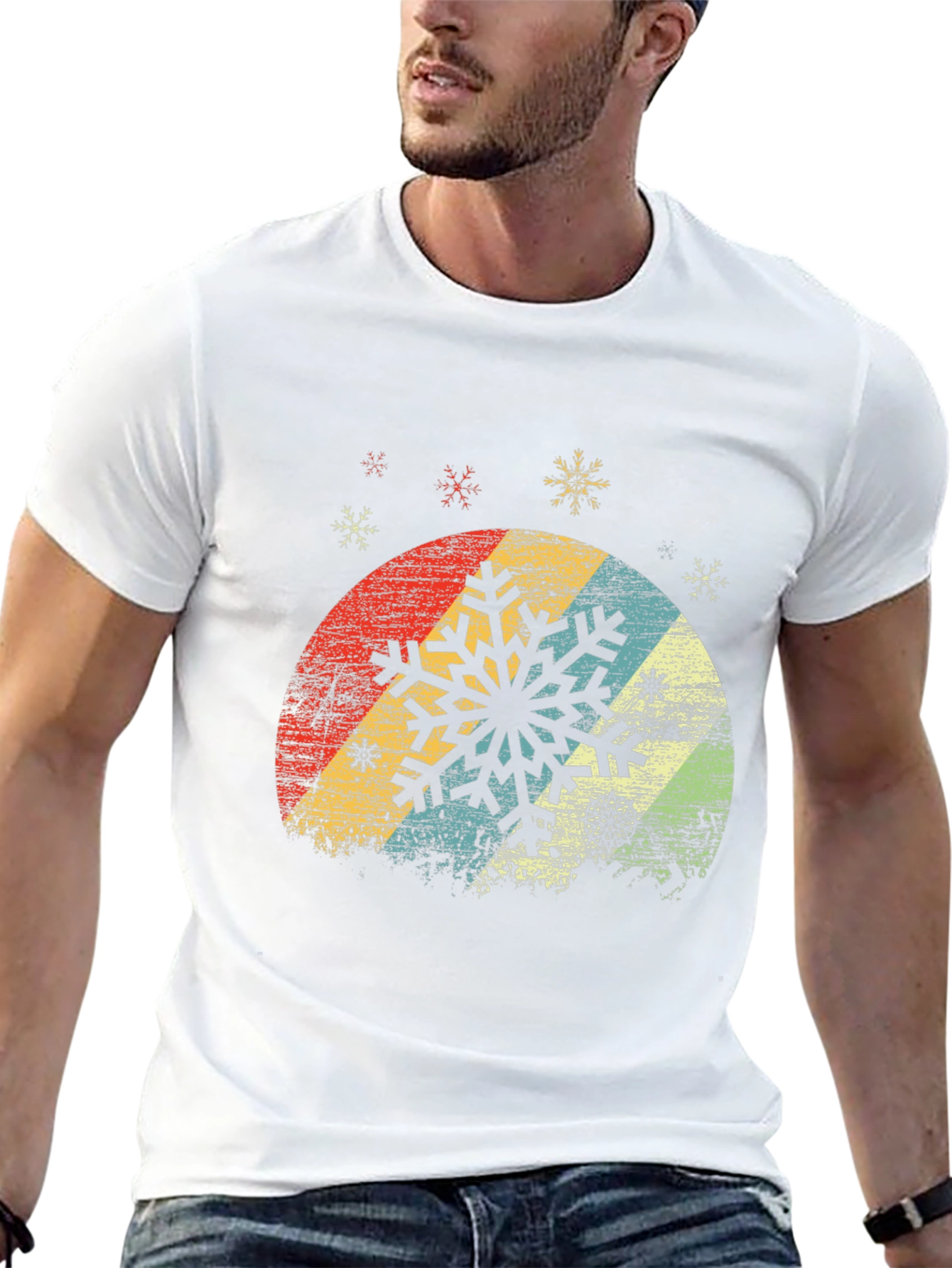 Black Retro Snowflake Graphic Tee - Vintage Winter Style view 13