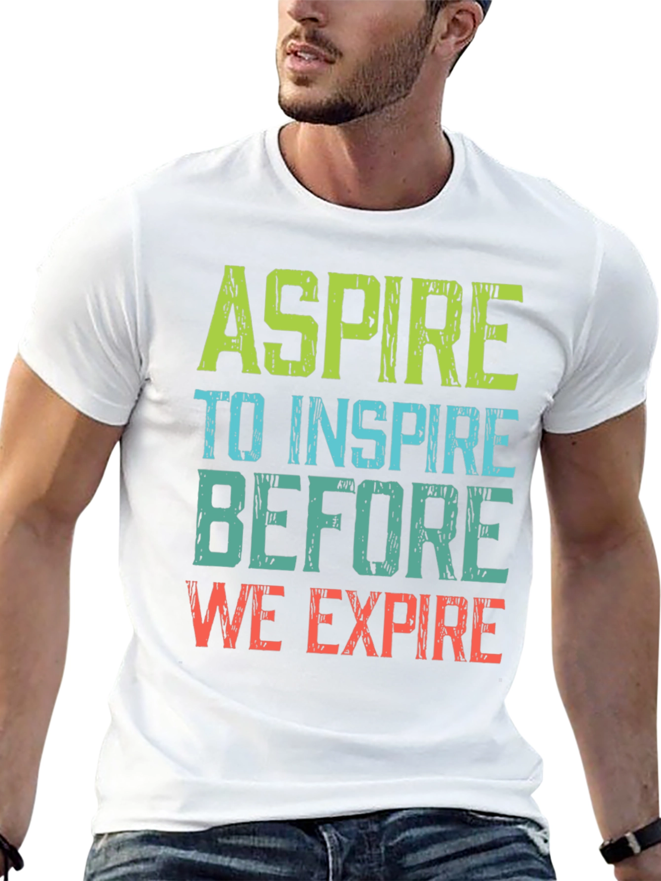 Black Aspire to Inspire Graphic Tee - Motivational T-Shirt view 13