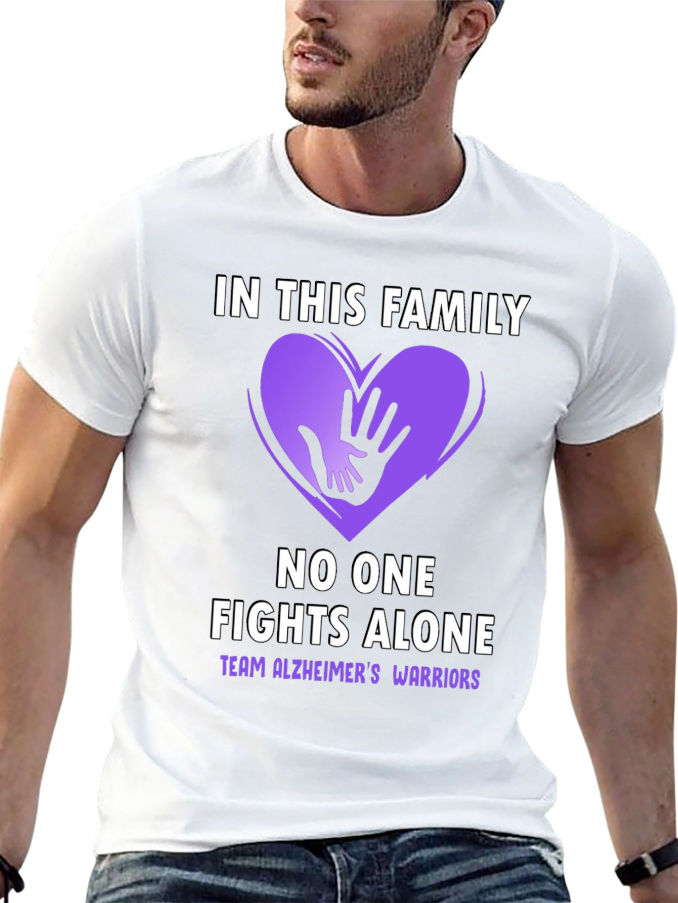 Black Alzheimer's Awareness T-Shirt - In This Family No One Fights Alone view 13