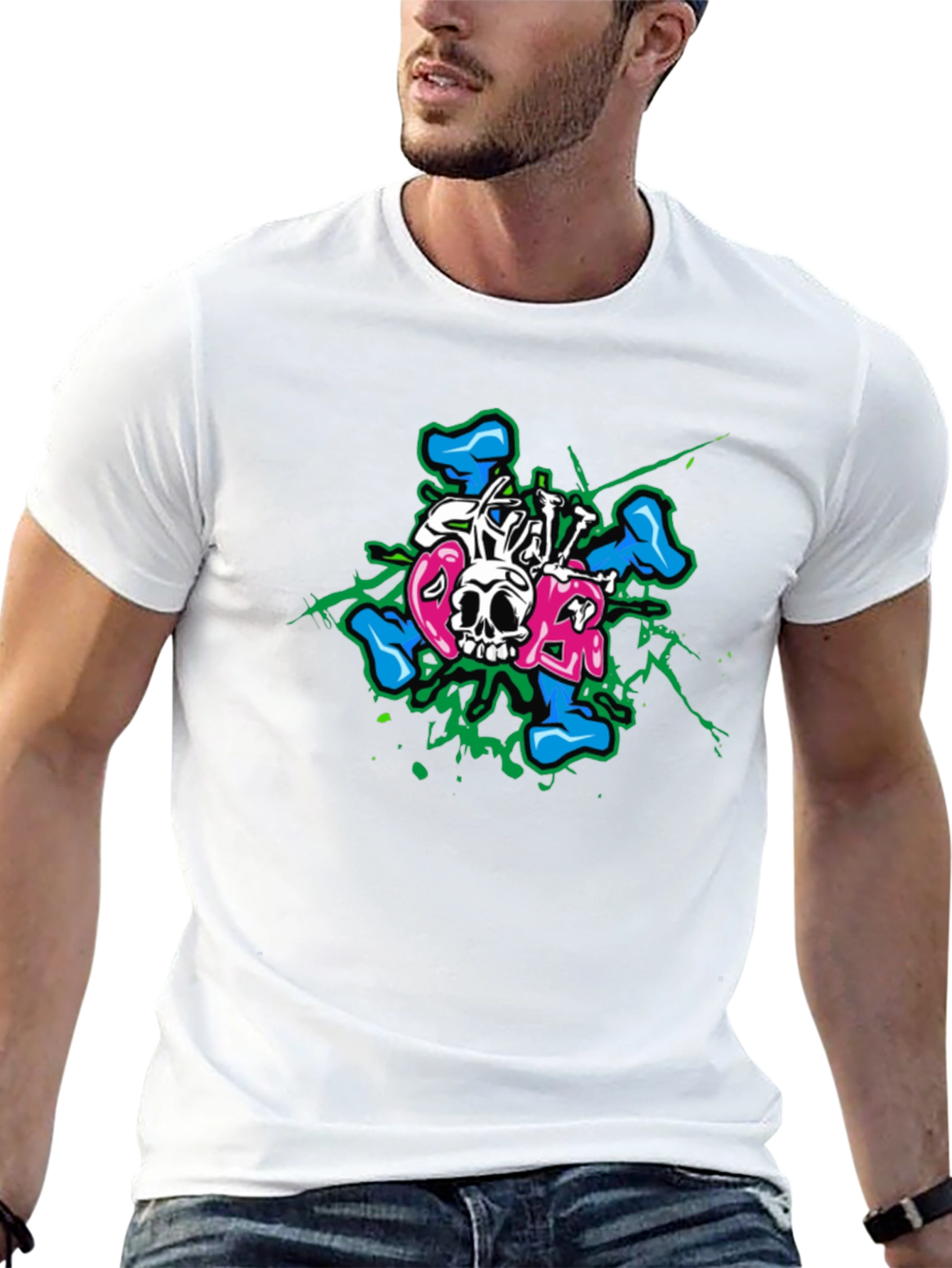 Black Edgy Skull Bones Graphic T-Shirt view 13