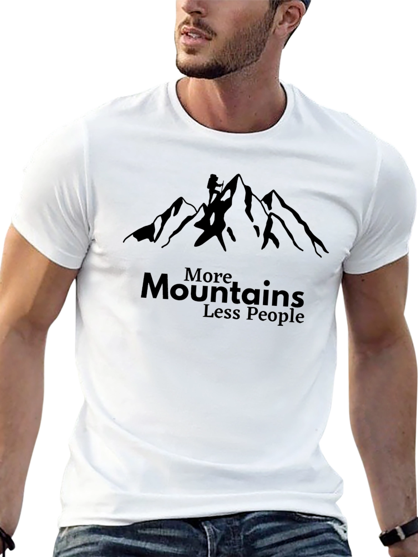 Black More Mountains Less People Graphic Tee view 13