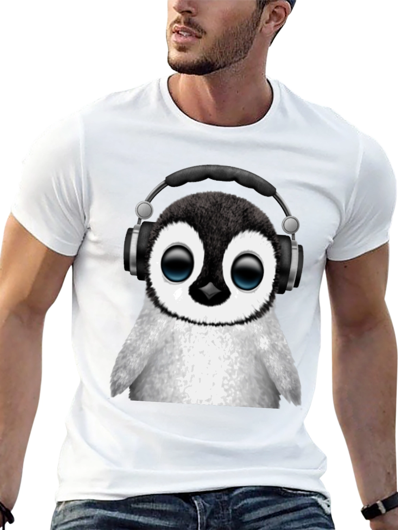 Black Penguin Headphone Graphic Tee view 13