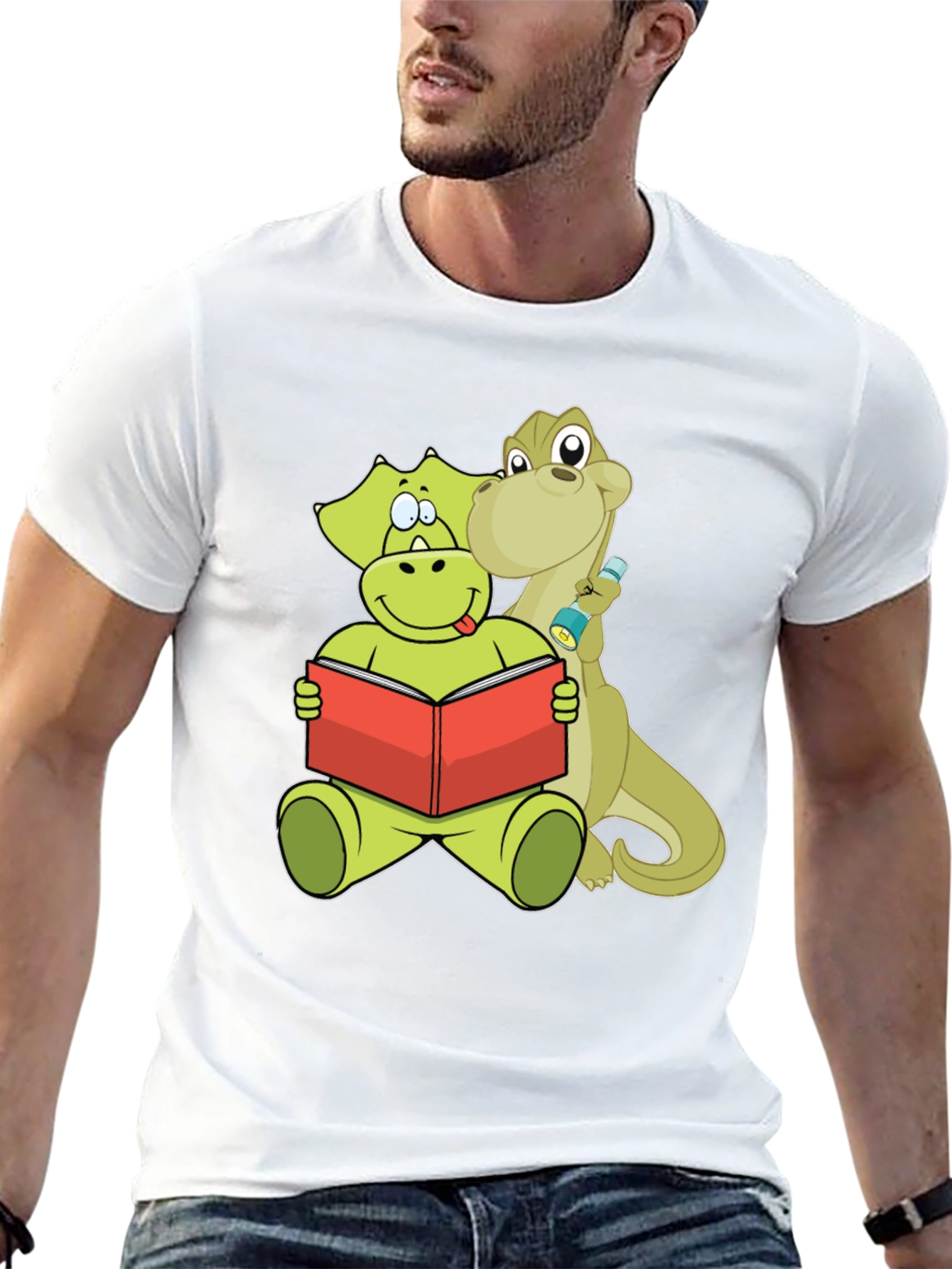 Black Dinosaur Reading Book Graphic Tee view 13