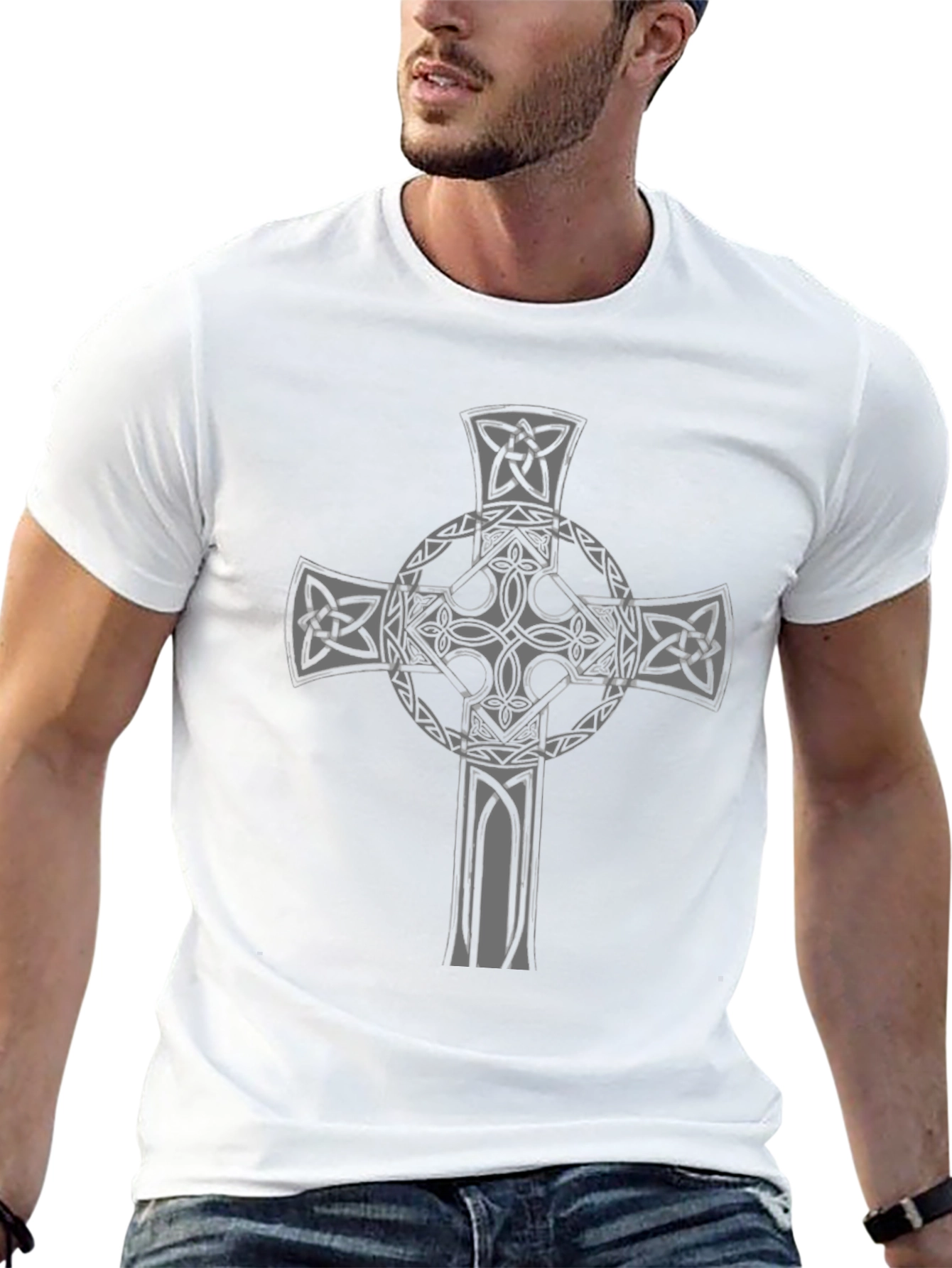 Black Celtic Cross Graphic Tee - Black T-Shirt view 13