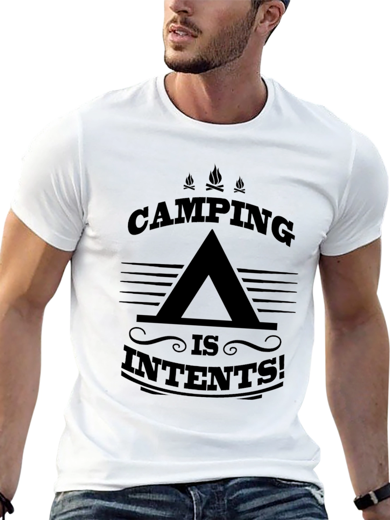 Camping is Intents! Men's Black Graphic T-Shirt - 13