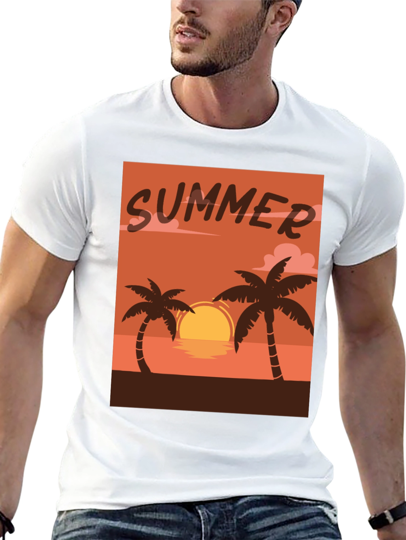 Black Summer Sunset Palm Tree T-Shirt view 13