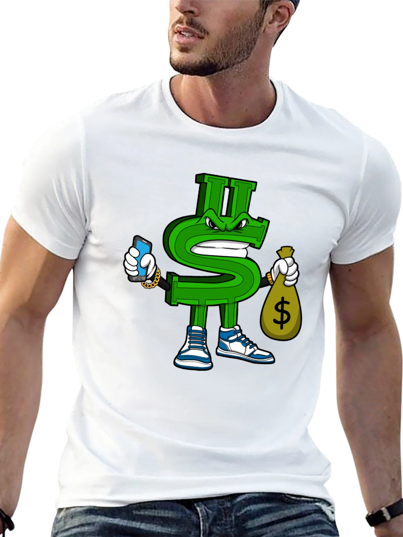 Black Dollar Sign Graphic T-Shirt - Streetwear Style view 13