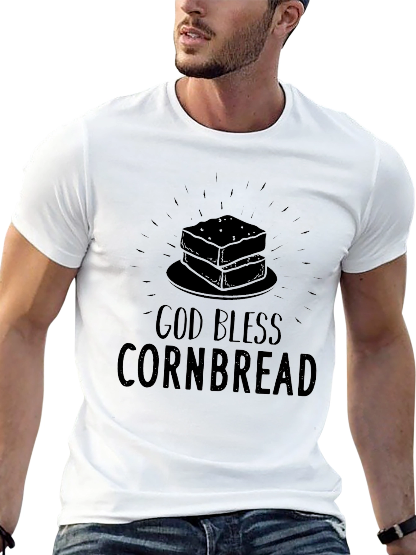 Black God Bless Cornbread T-Shirt - Funny Foodie Tee view 13