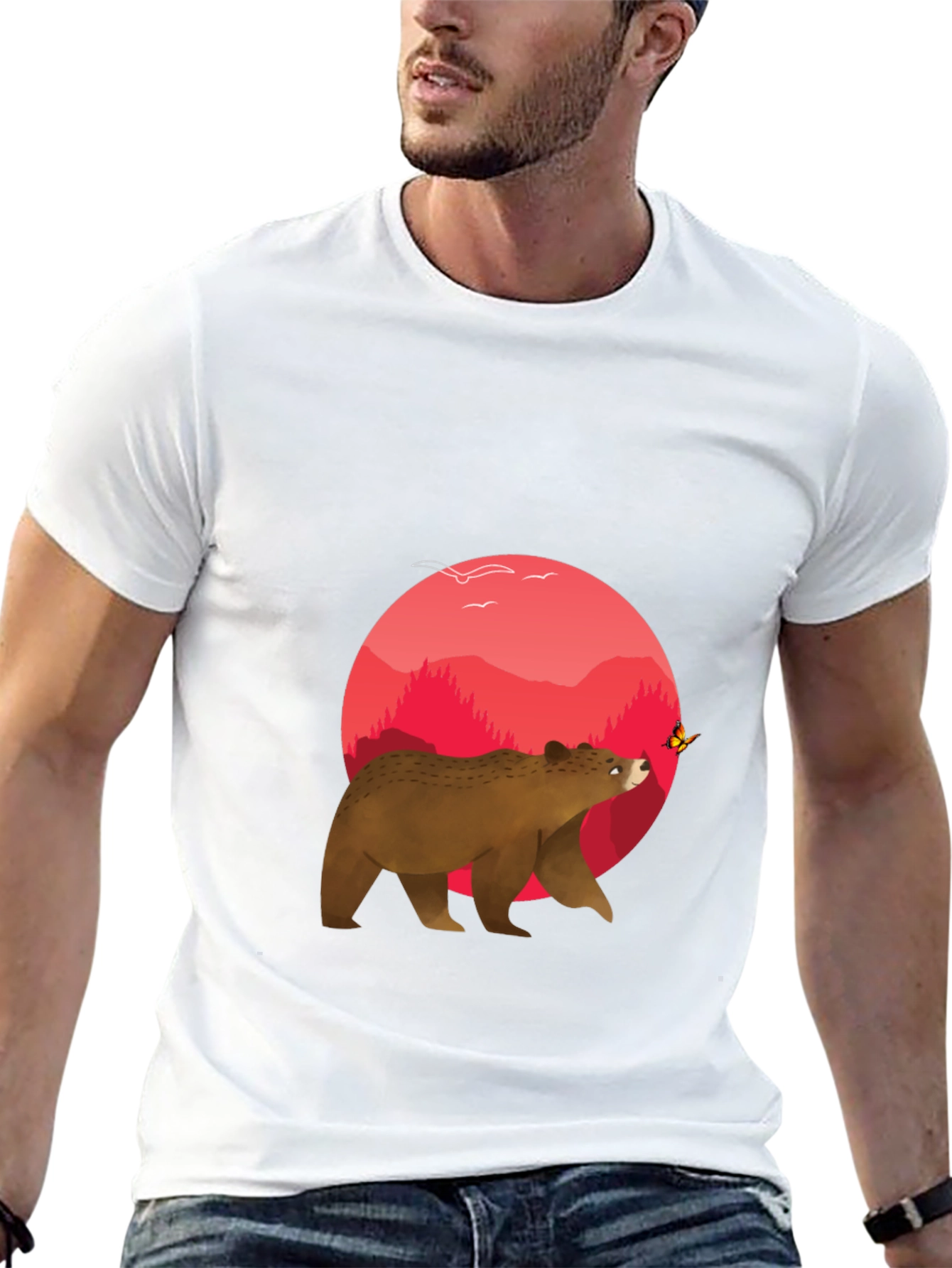 Black Bear & Butterfly Graphic Tee - Black T-Shirt view 13