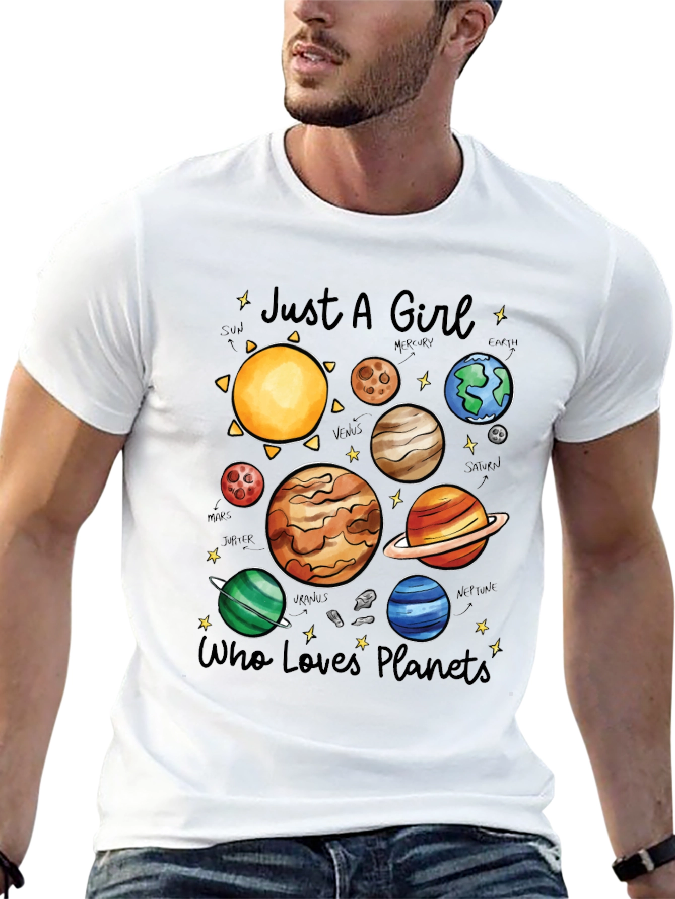 Girl Who Loves Planets T-Shirt - Space Lover Tee - 13