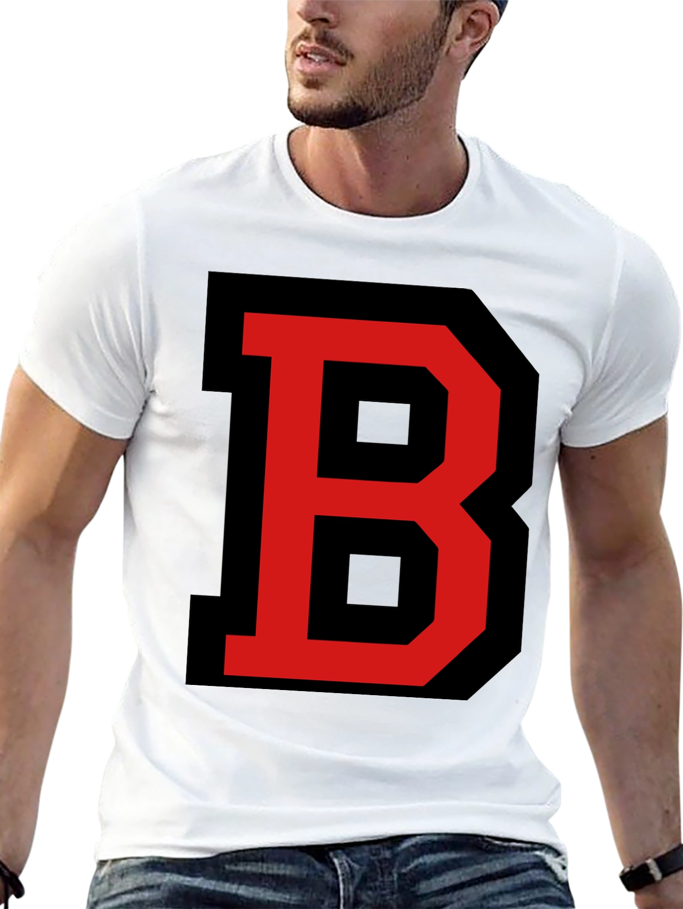 Black Bold Letter B Graphic Tee - Black view 13