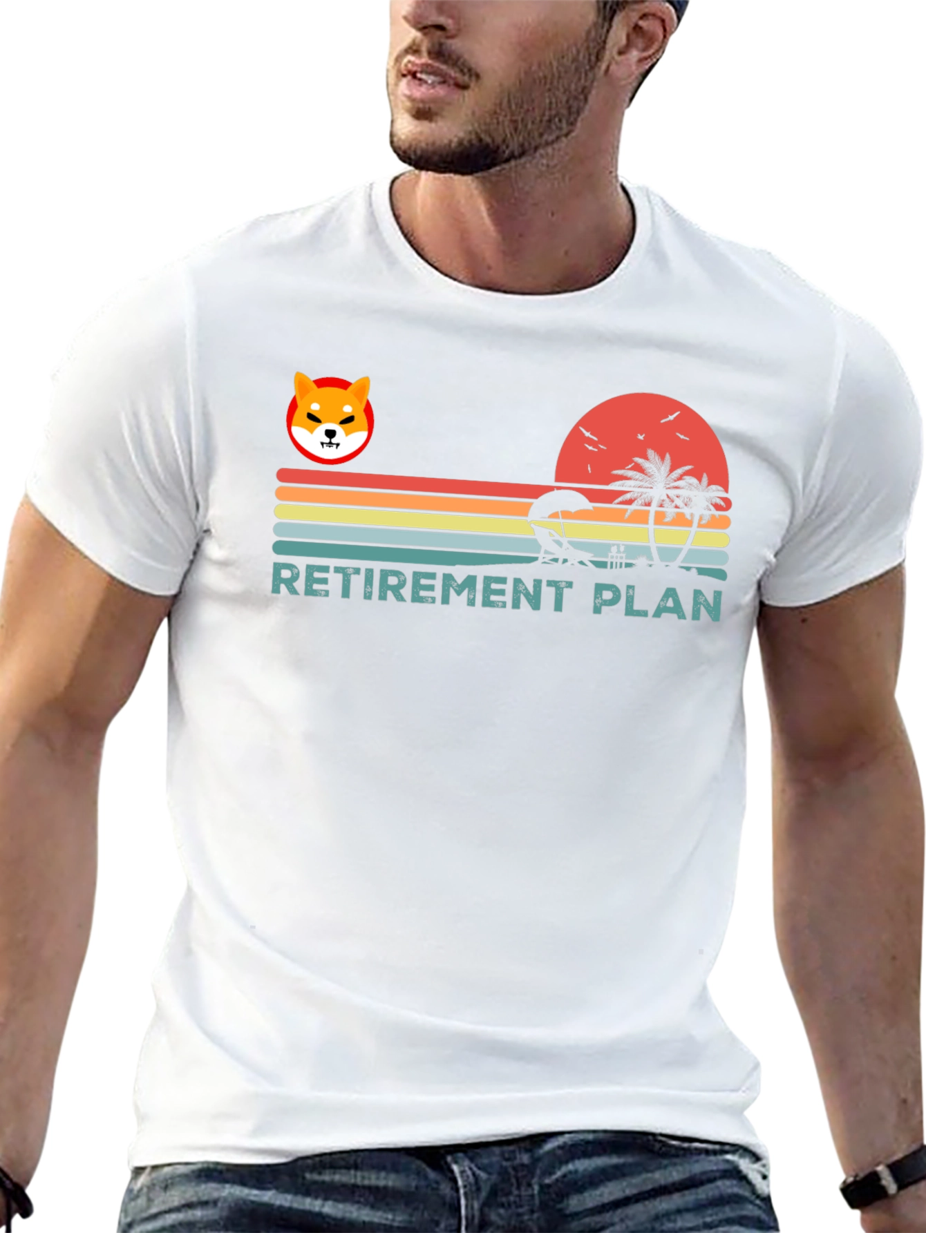 Black Retirement Plan Shiba Inu Beach T-Shirt view 13