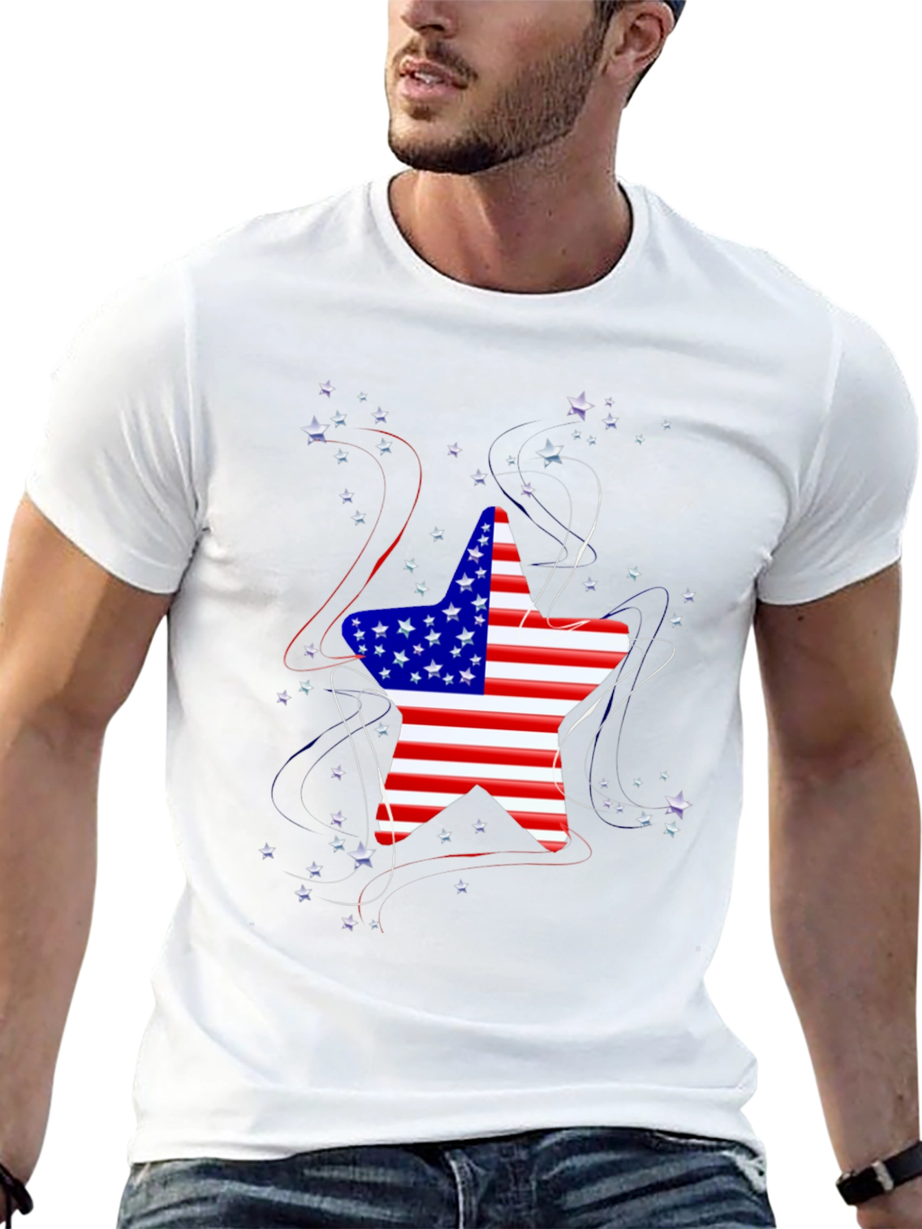 American Flag Star Graphic T-Shirt - 13