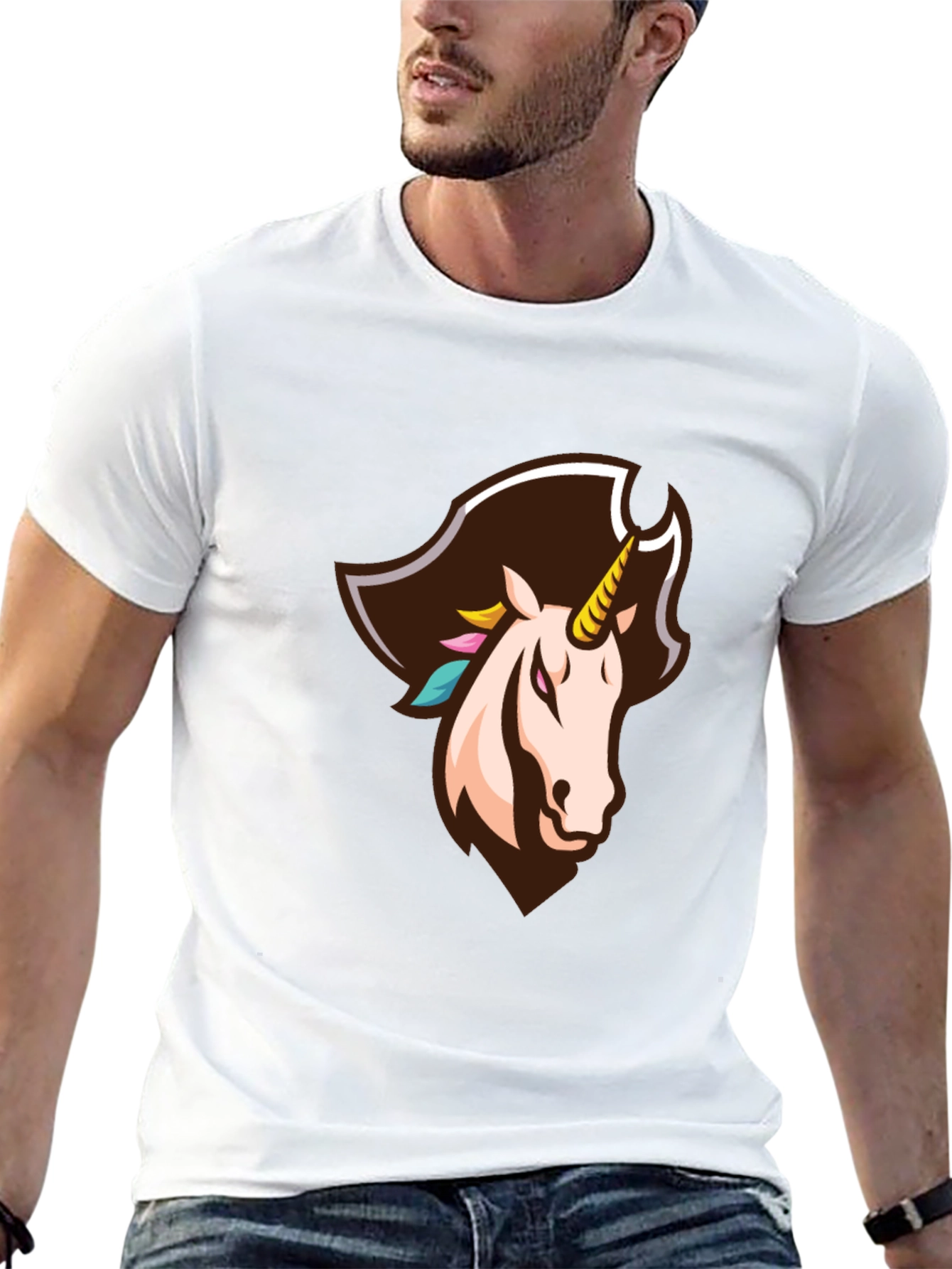 Black Pirate Unicorn Graphic Tee - Black Cotton T-Shirt view 13