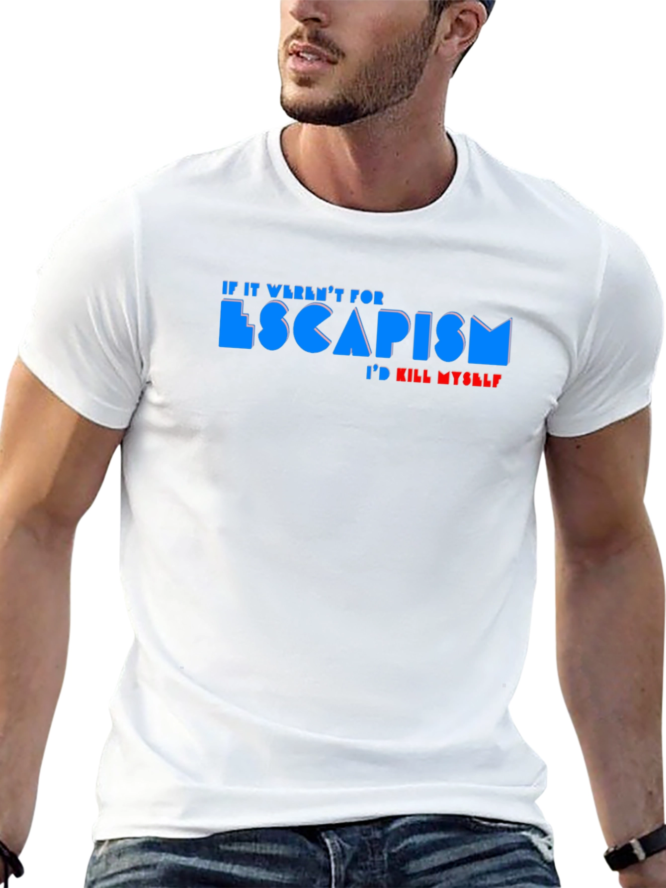 Black Escapism Graphic Tee - Funny Slogan T-Shirt view 13