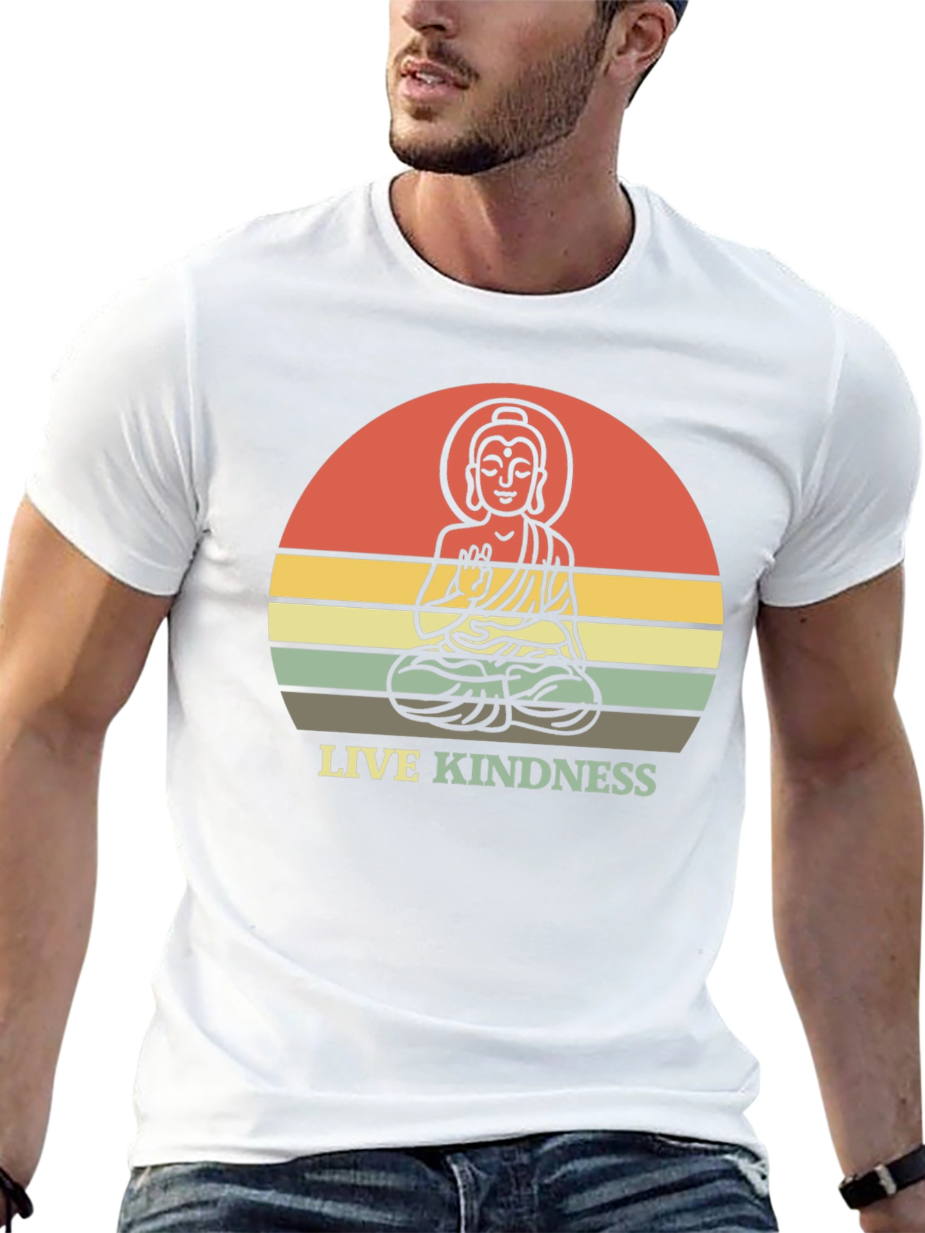 Black Live Kindness Buddha Graphic T-Shirt view 13