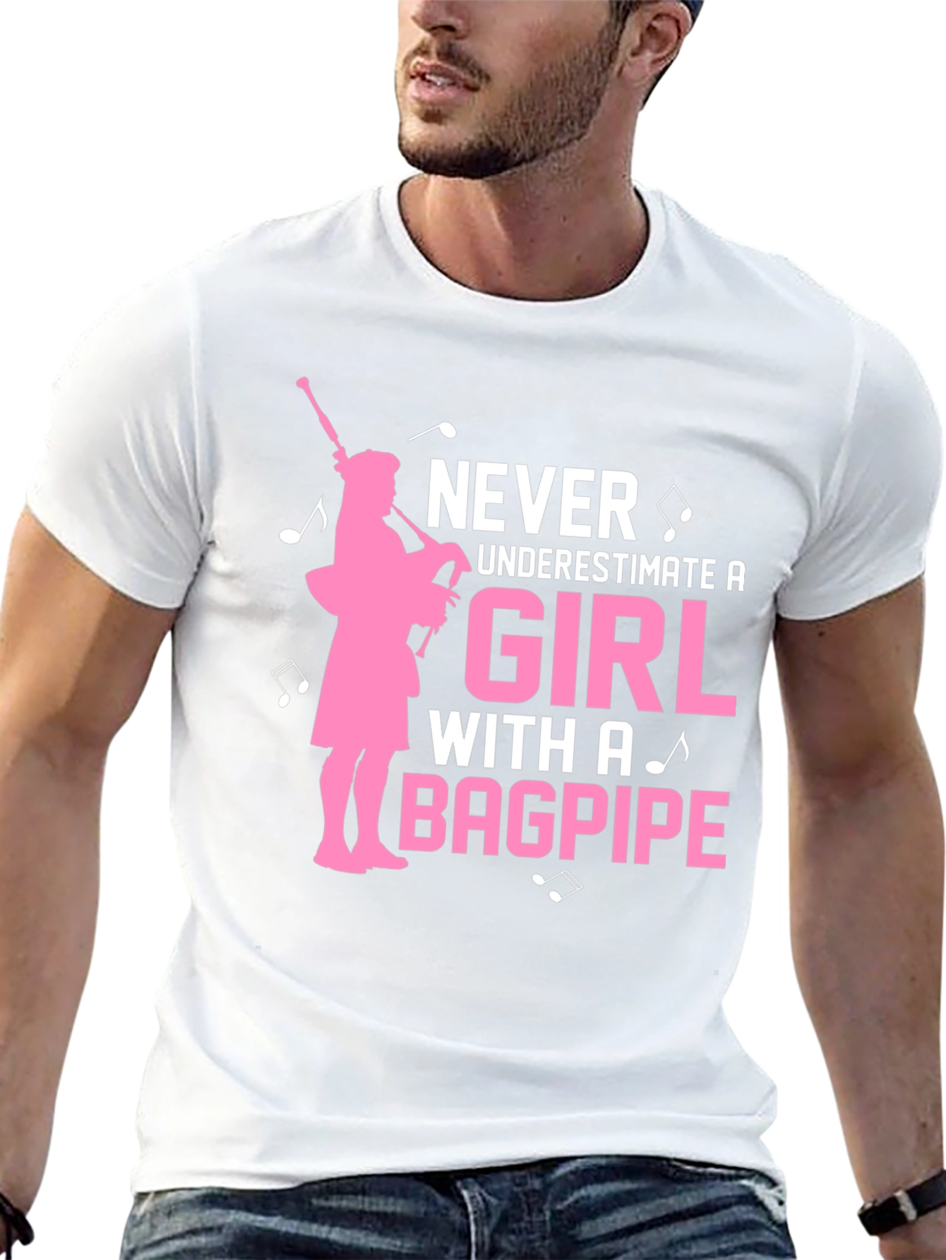 Black Never Underestimate a Girl With a Bagpipe T-Shirt view 13
