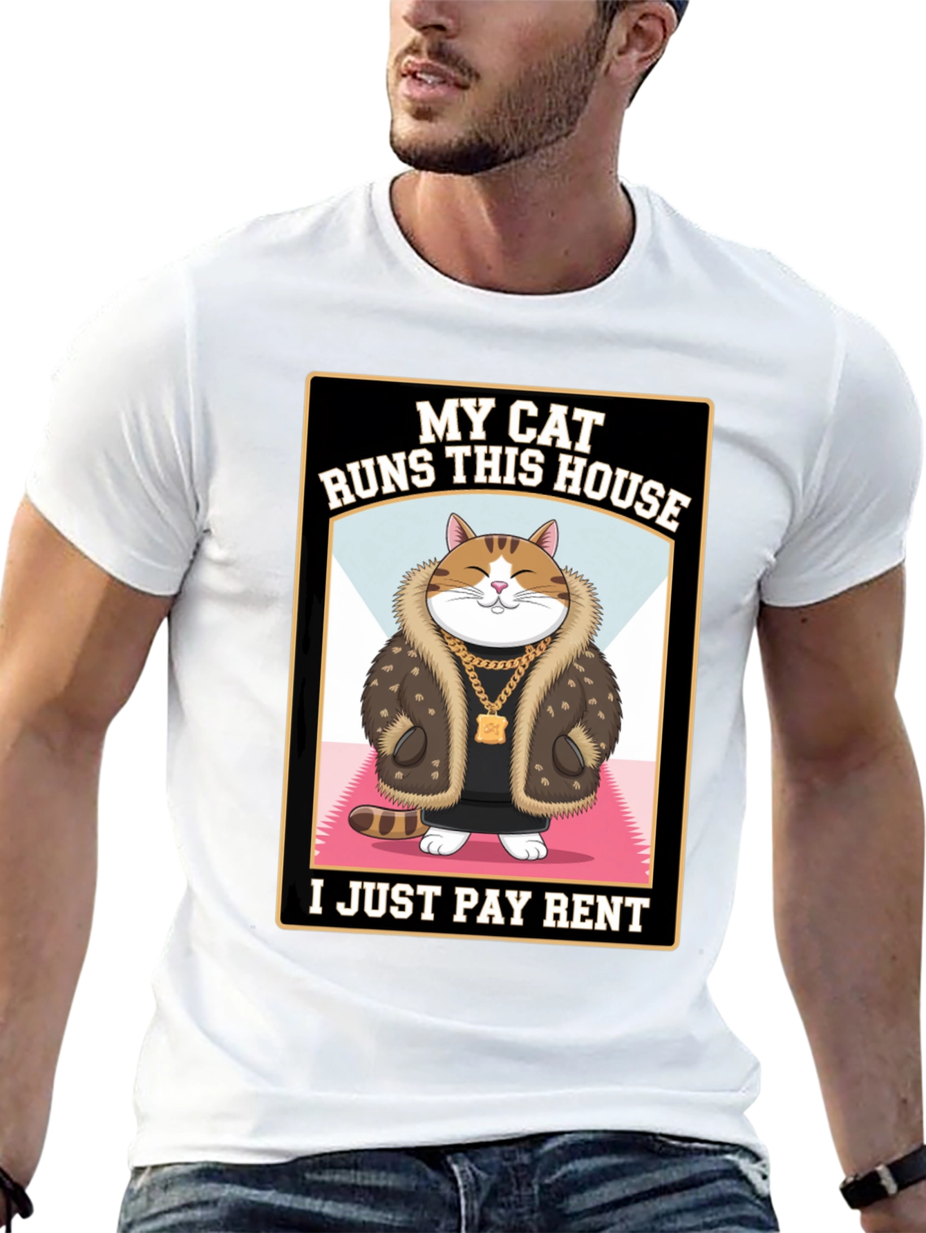 Black My Cat Runs This House T-Shirt Funny Cat Lover view 13