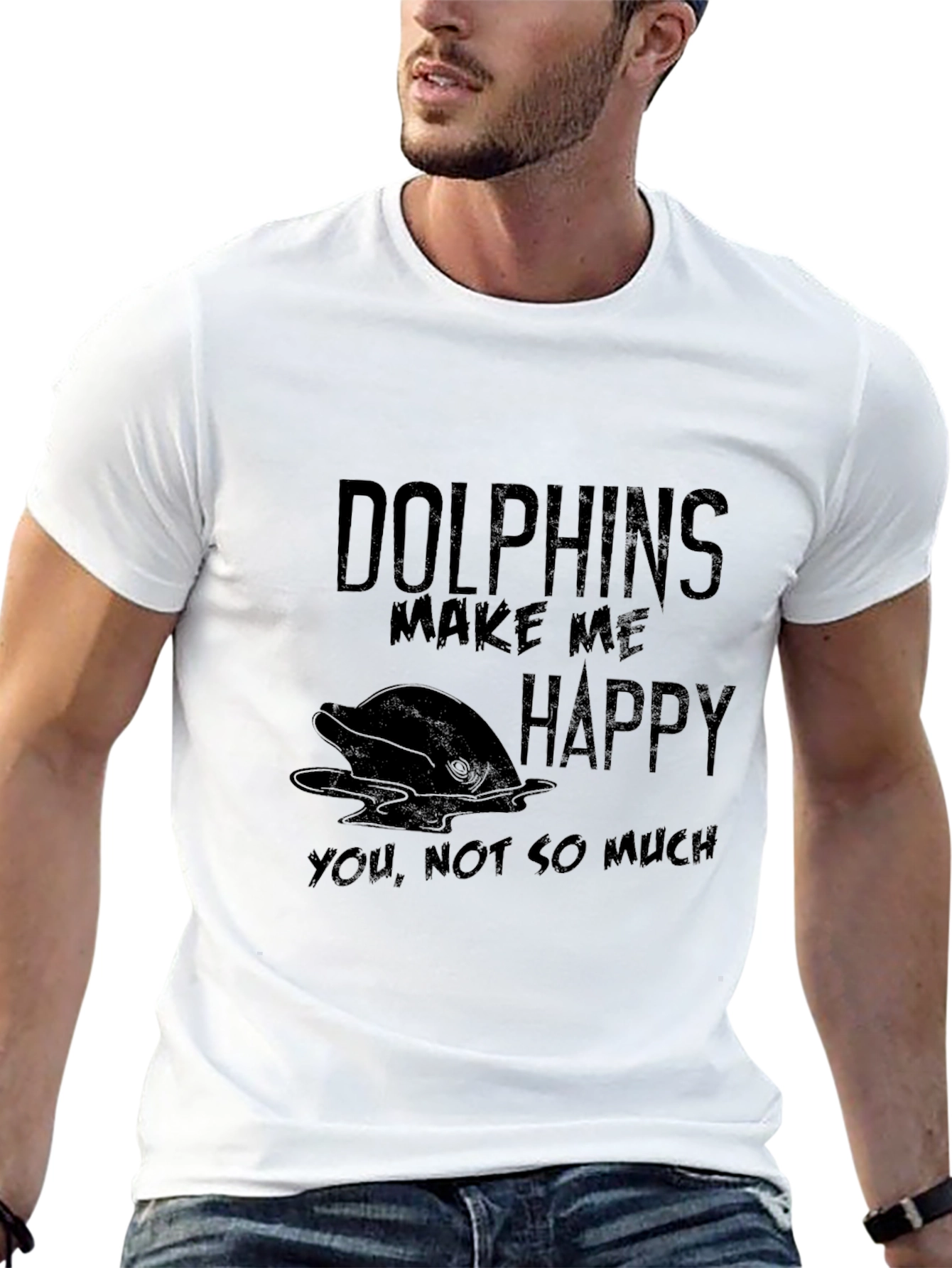 Black Dolphin Lover Black T-Shirt - Makes Me Happy view 13