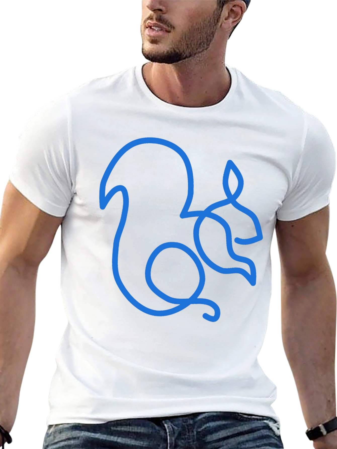 Black Squirrel Outline Graphic Tee - Men's Black T-Shirt view 13