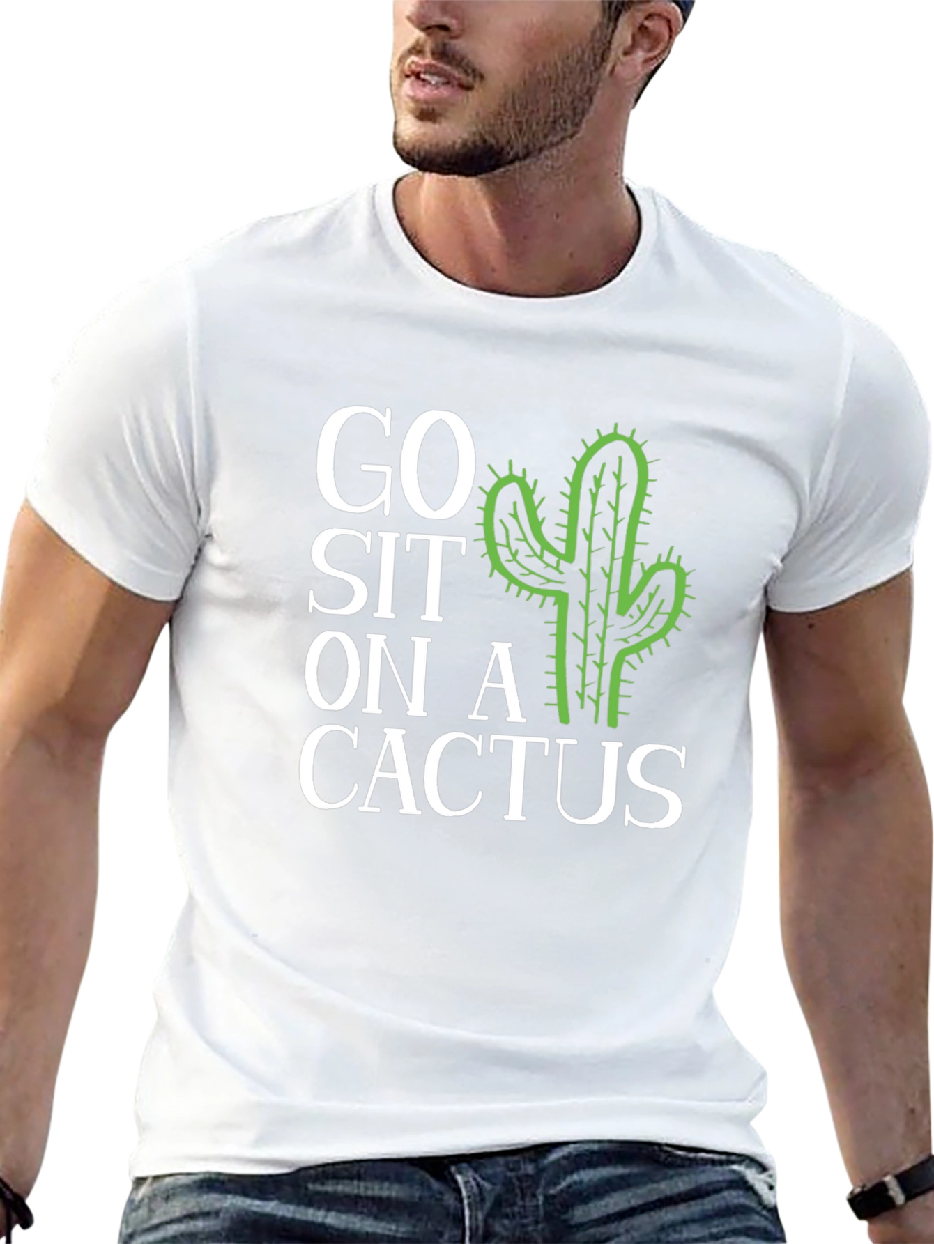 Black Go Sit on a Cactus Graphic T-Shirt view 13