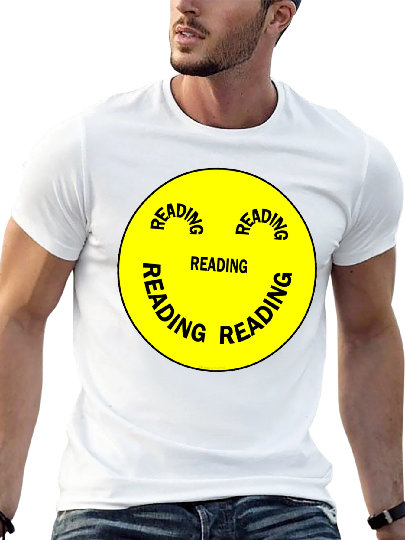 Black Reading Smiley Face Graphic T-Shirt view 13